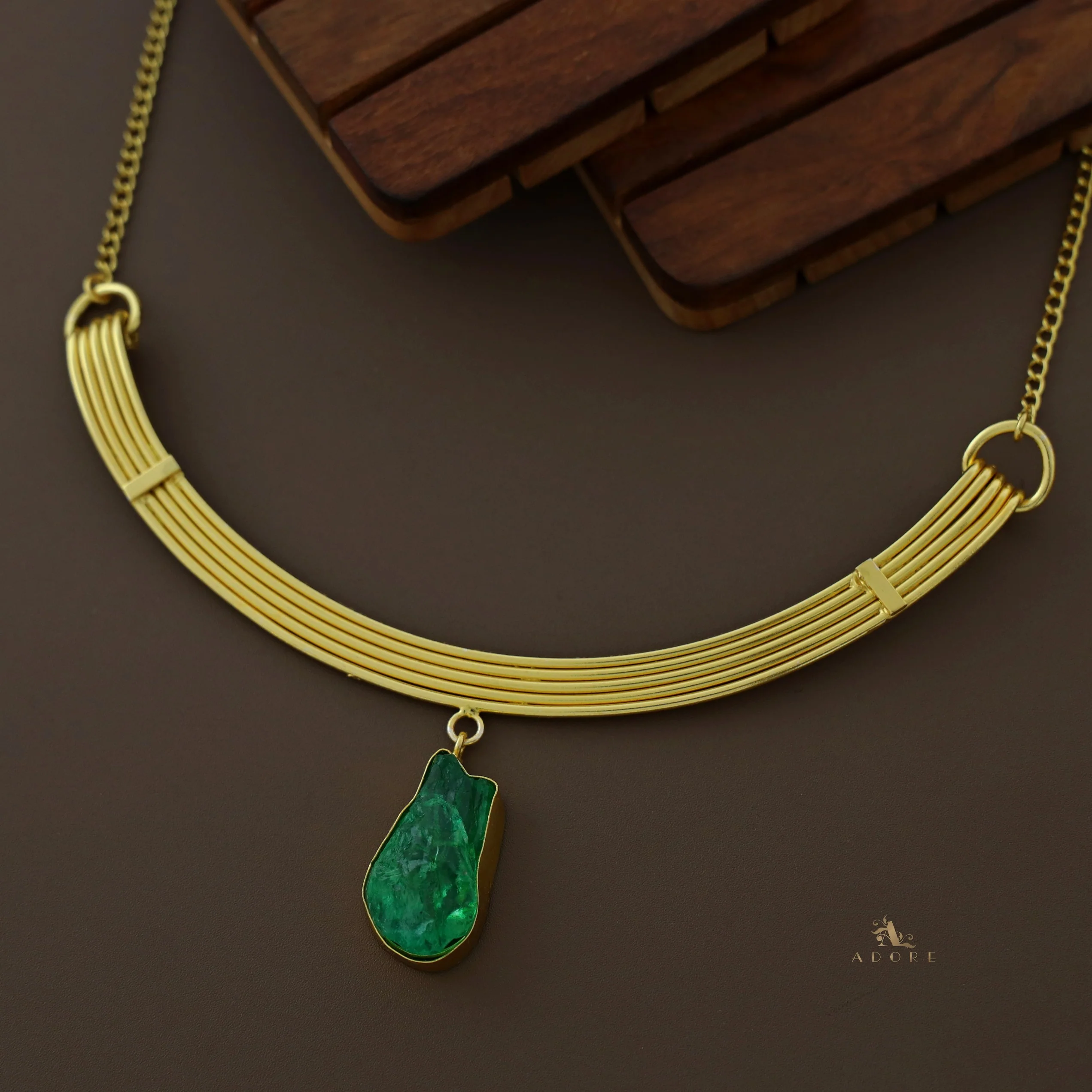 Golden 5 Layer Dyed Stone Short Neckpiece - Image 8