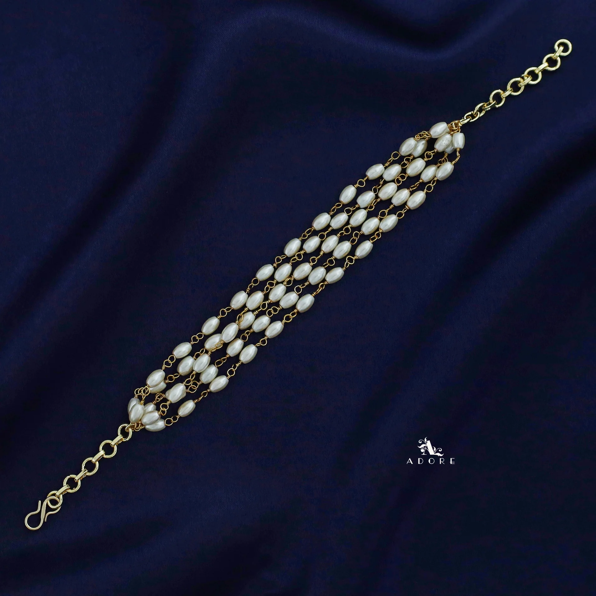 Golden Layered Pearl Bracelet - Image 3