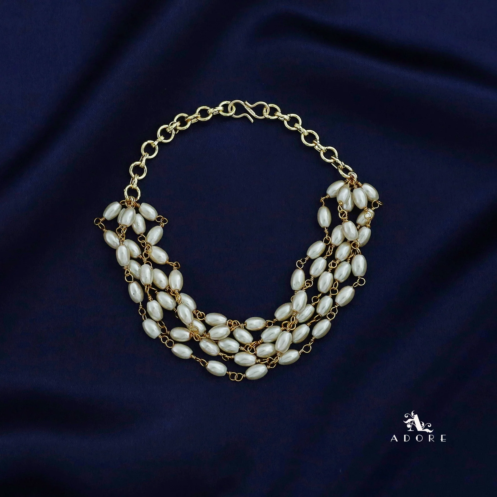 Golden Layered Pearl Bracelet - Image 6
