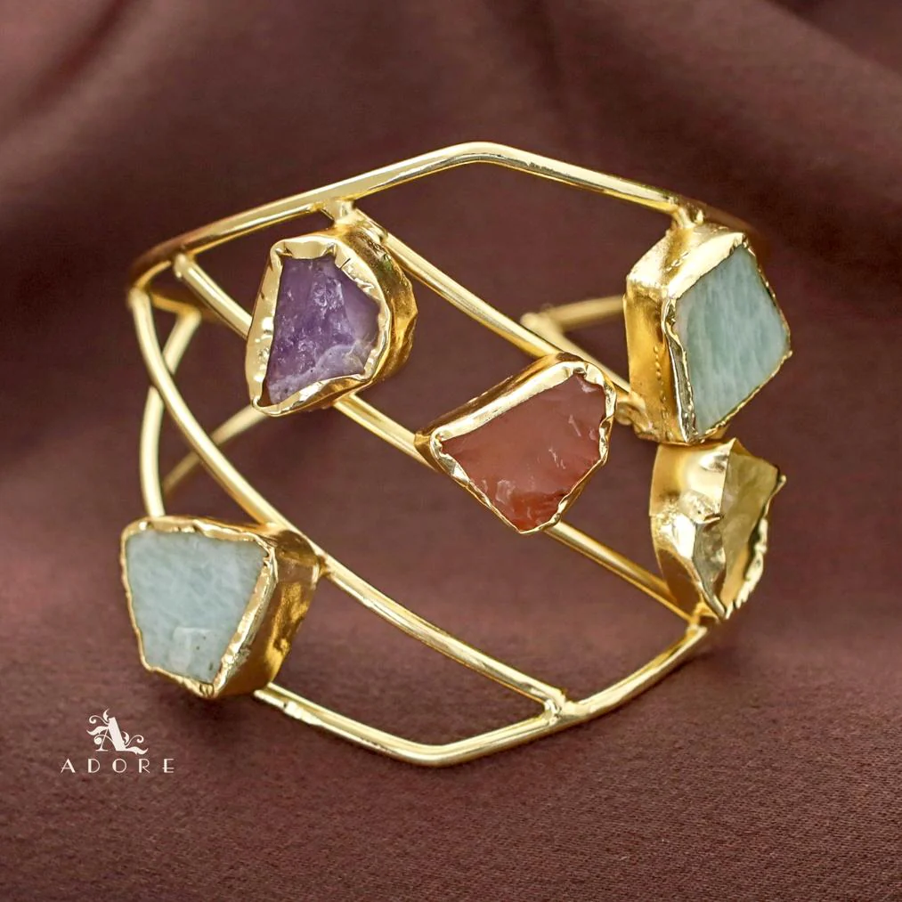 Golden 5 Raw Stone Bangle - Image 2