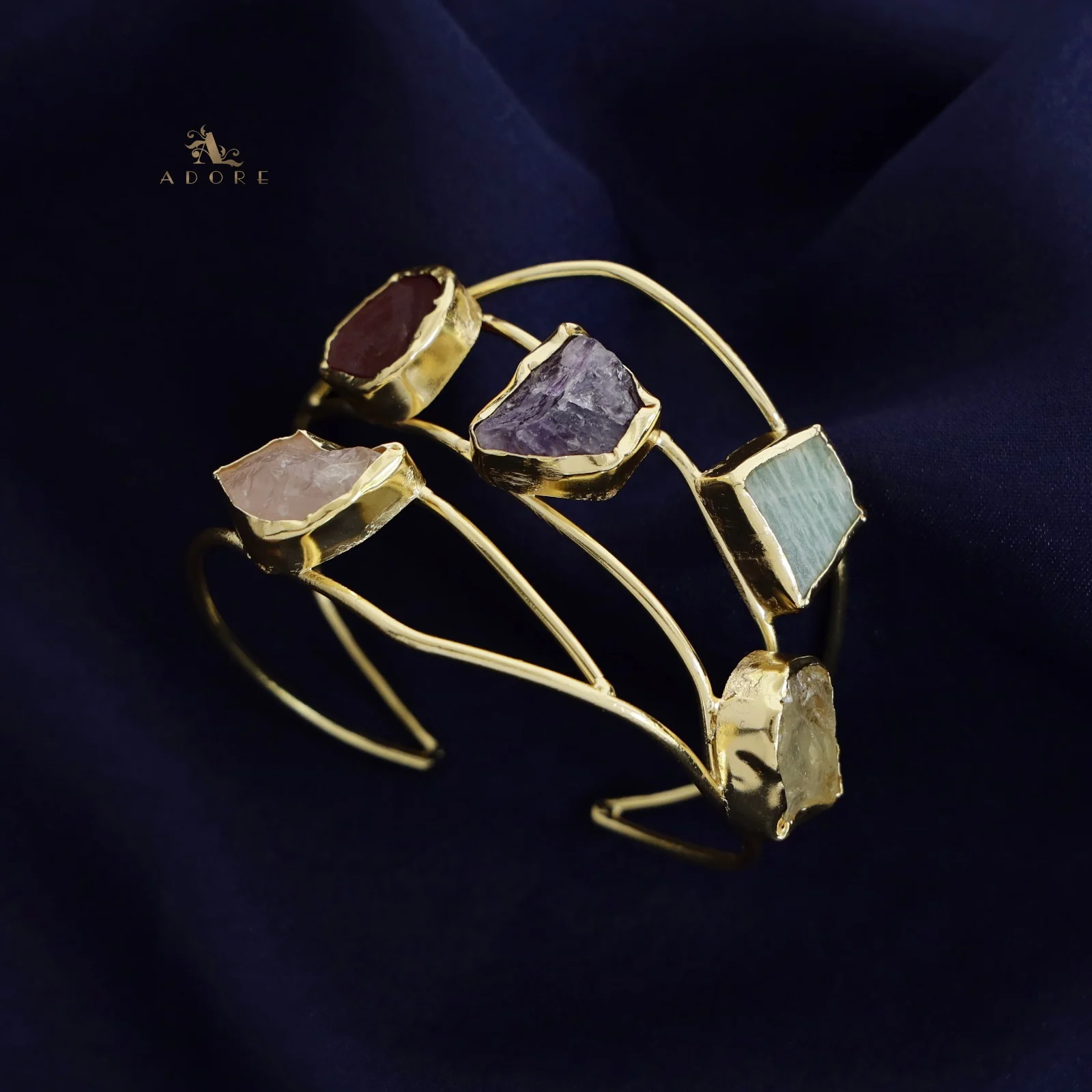 Golden 5 Raw Stone Bangle - Image 3