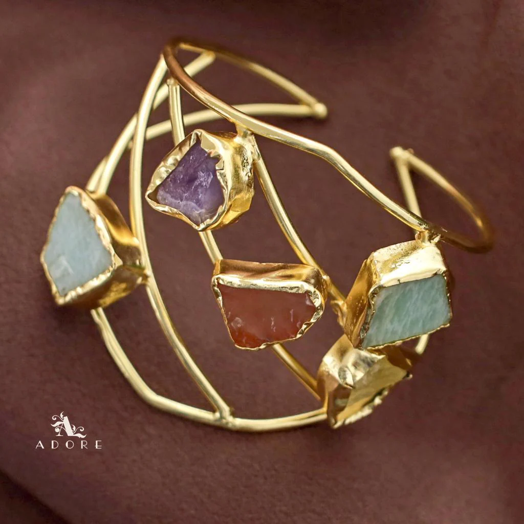 Golden 5 Raw Stone Bangle - Image 4