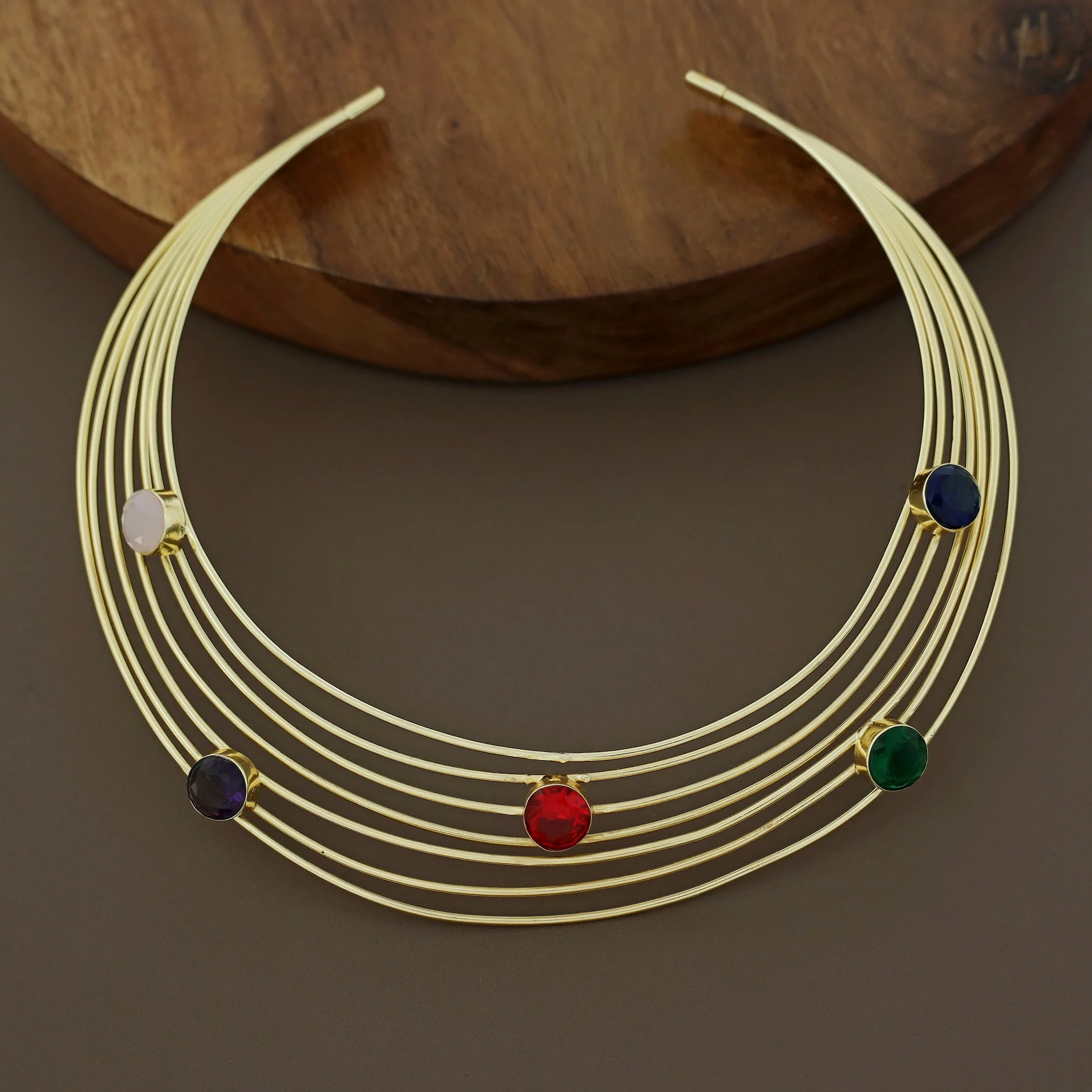 Golden 7 Layer Glossy Round Neck Cuff - Image 14