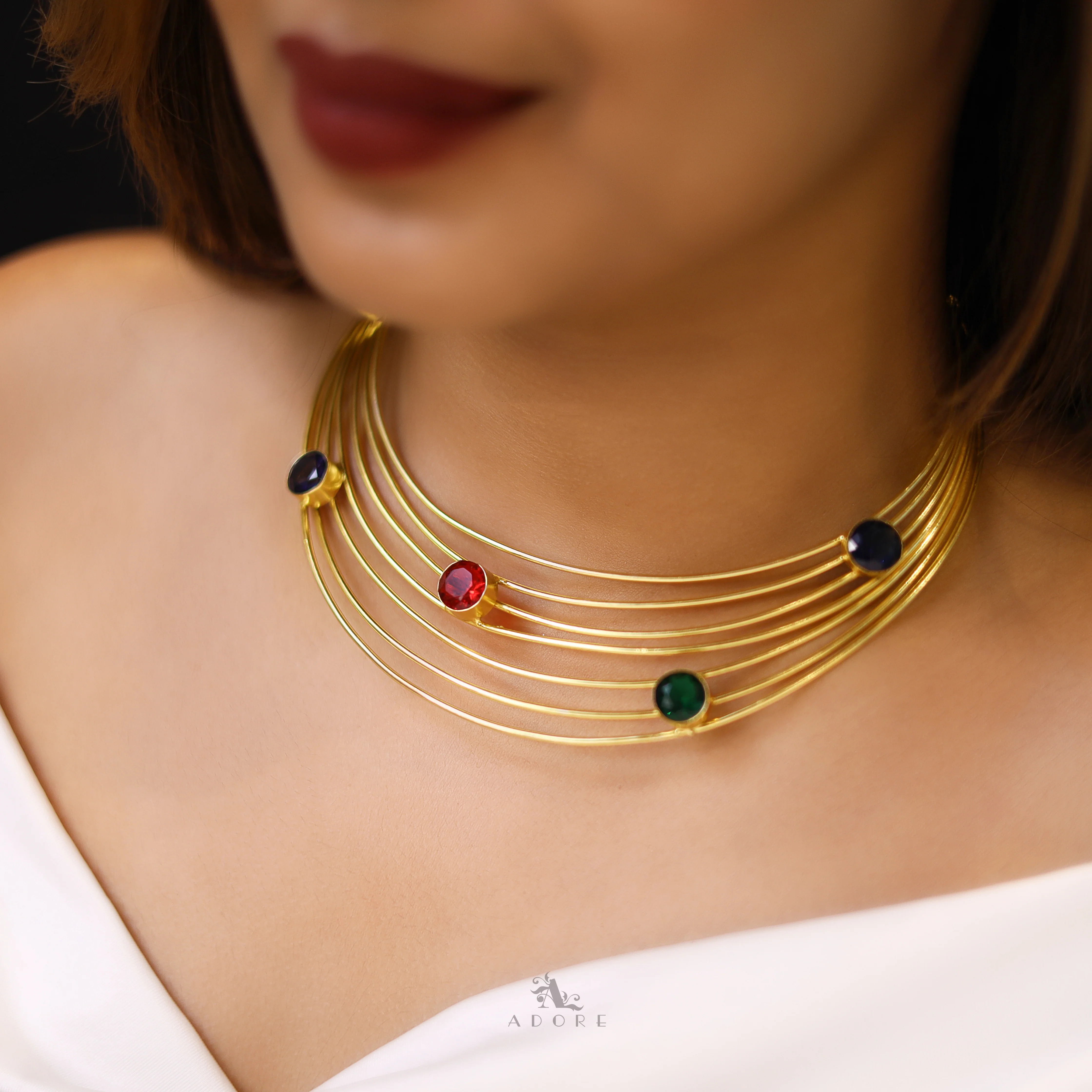 Golden 7 Layer Glossy Round Neck Cuff - Image 2