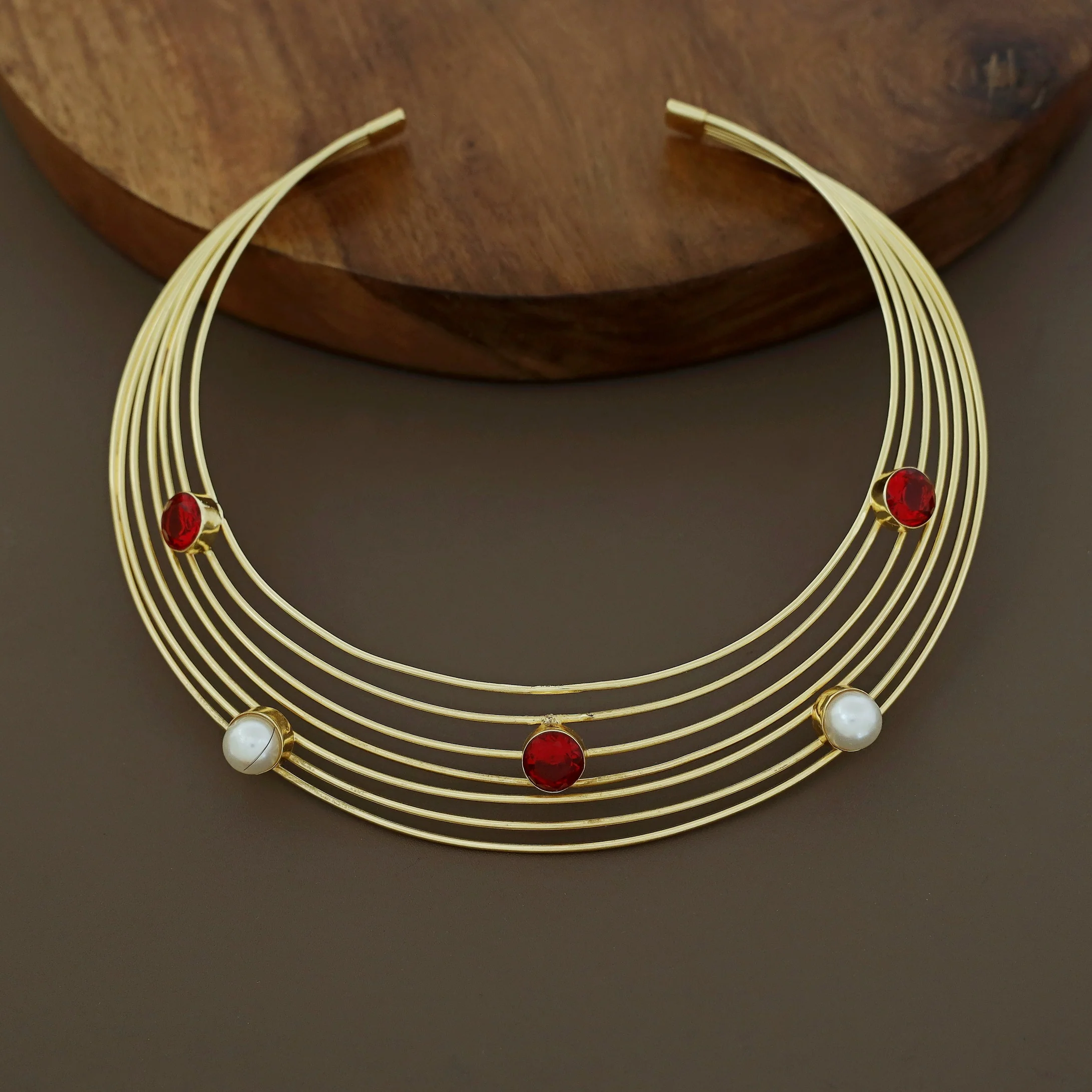 Golden 7 Layer Glossy Round Neck Cuff - Image 3