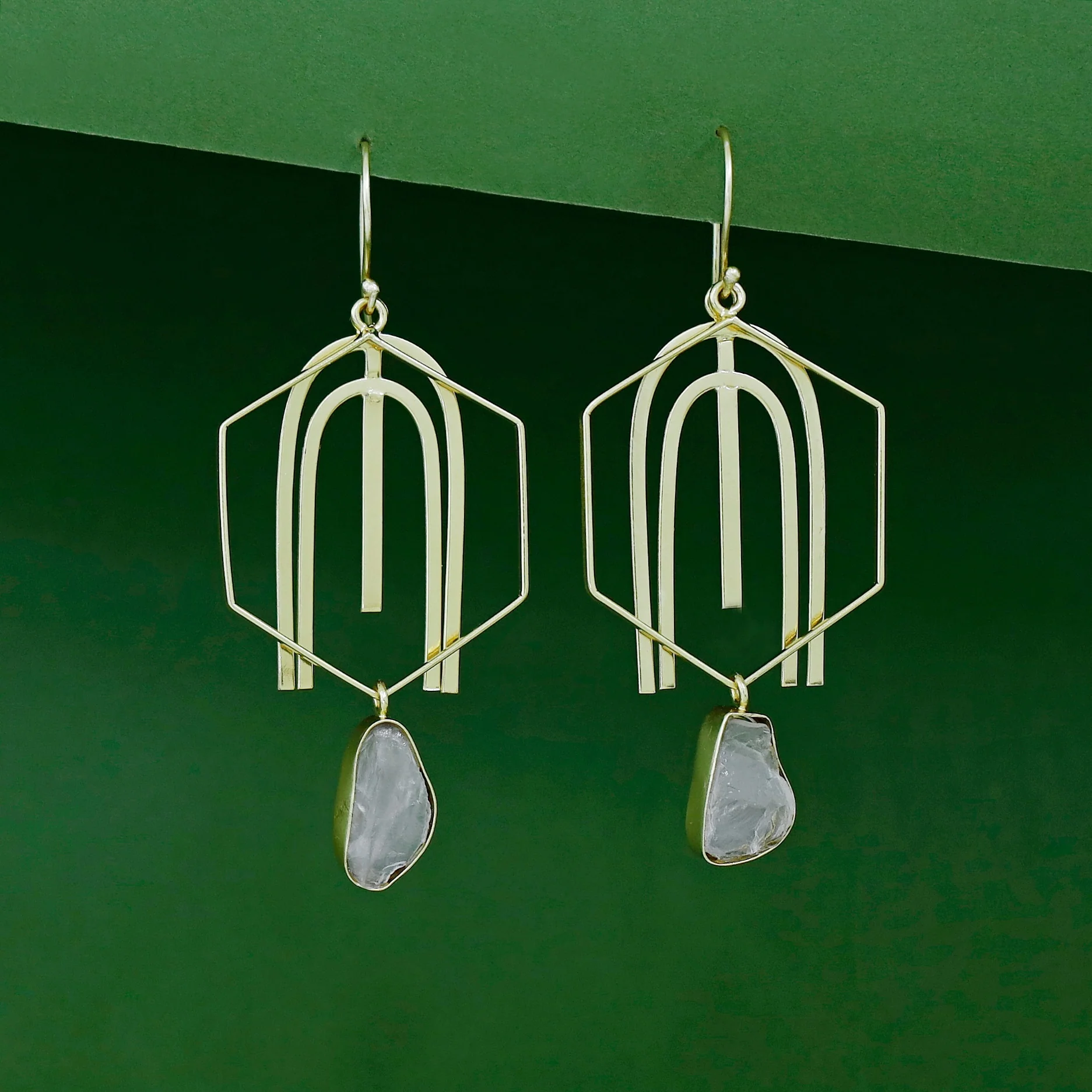 Golden Arch And Hexagon Raw Stone Drop - Image 2