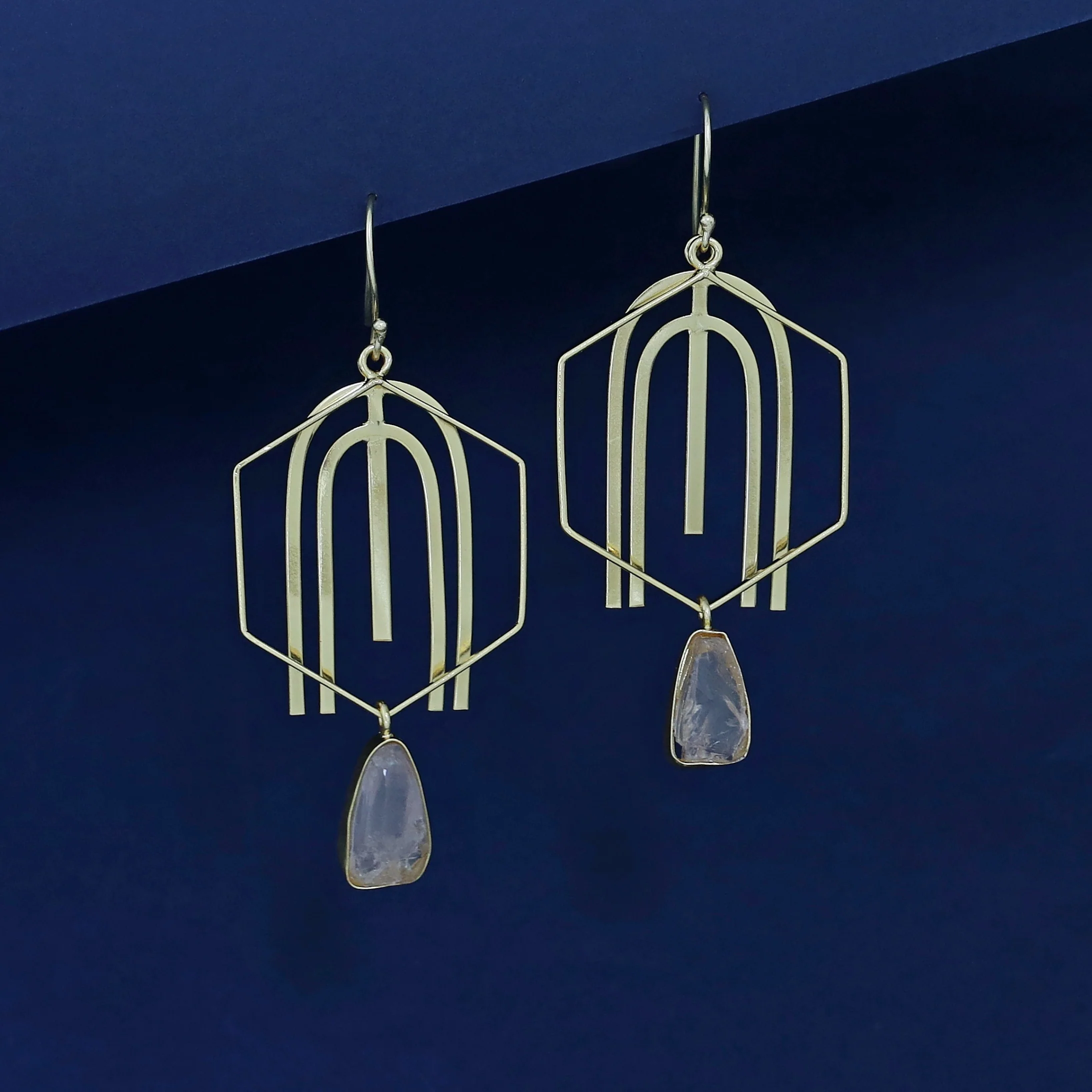 Golden Arch And Hexagon Raw Stone Drop - Image 3