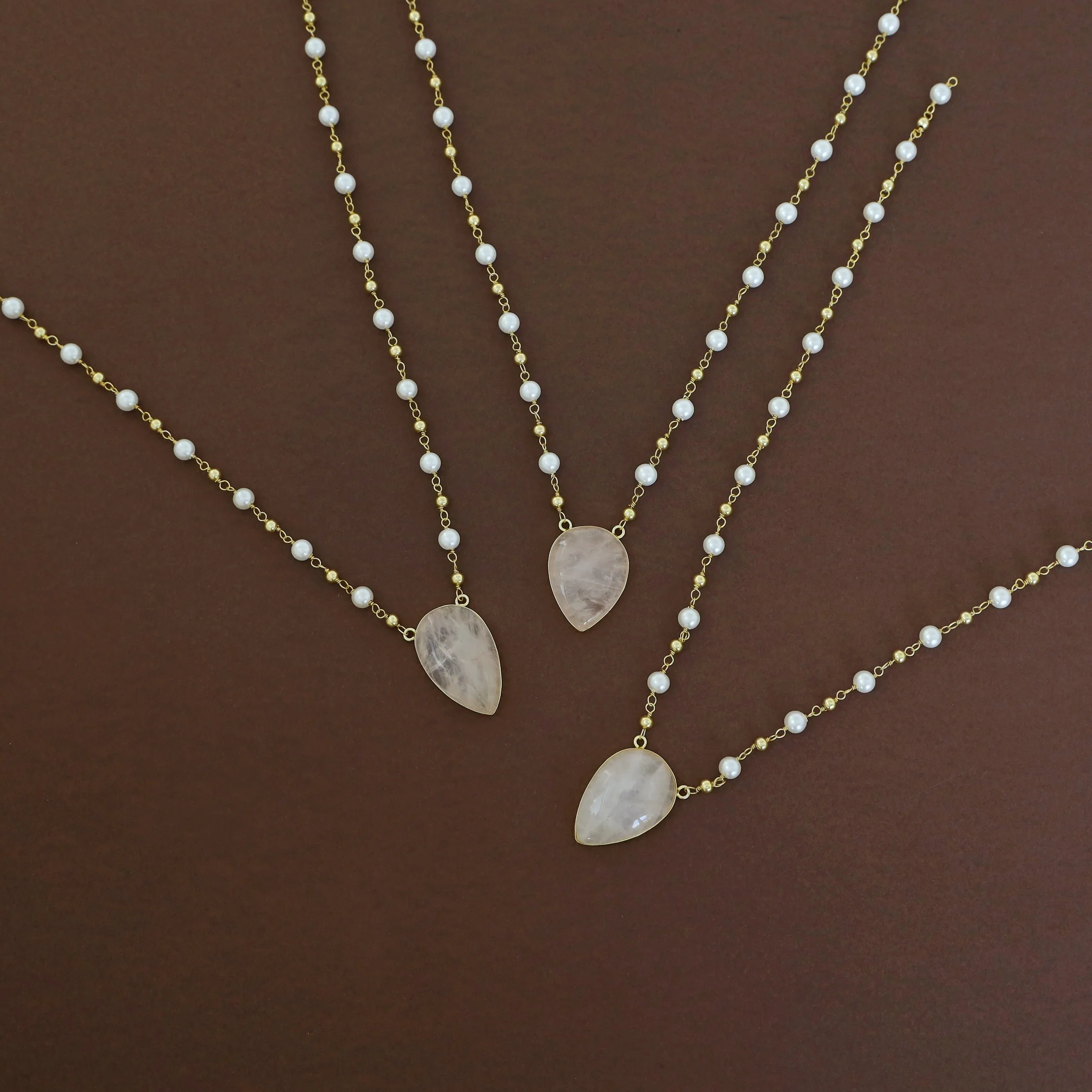 Golden Ball + Pearl Natural Stone Neckpiece - Image 4