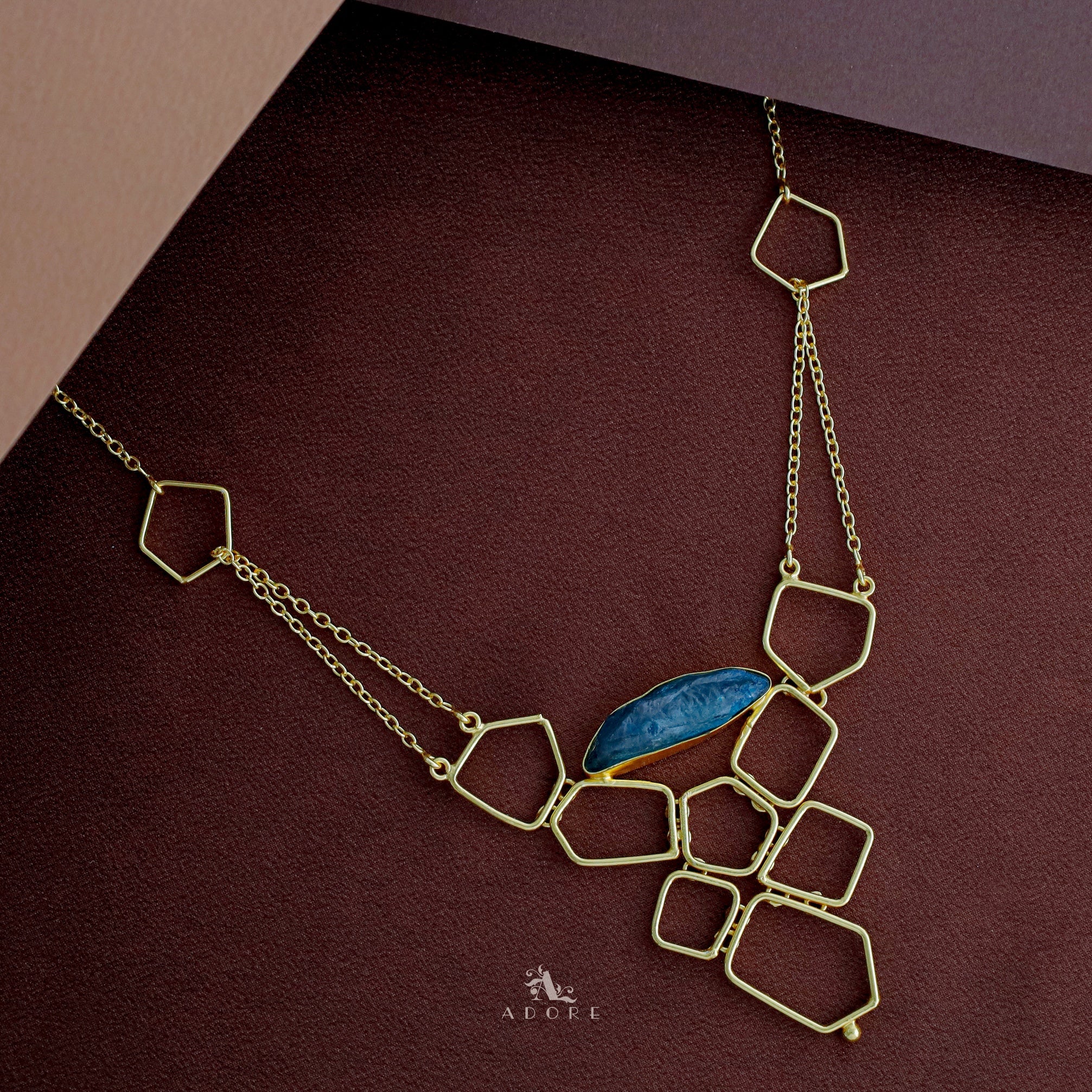 Golden Blocks And Chain Dyed Stone Neckpiece - Image 5