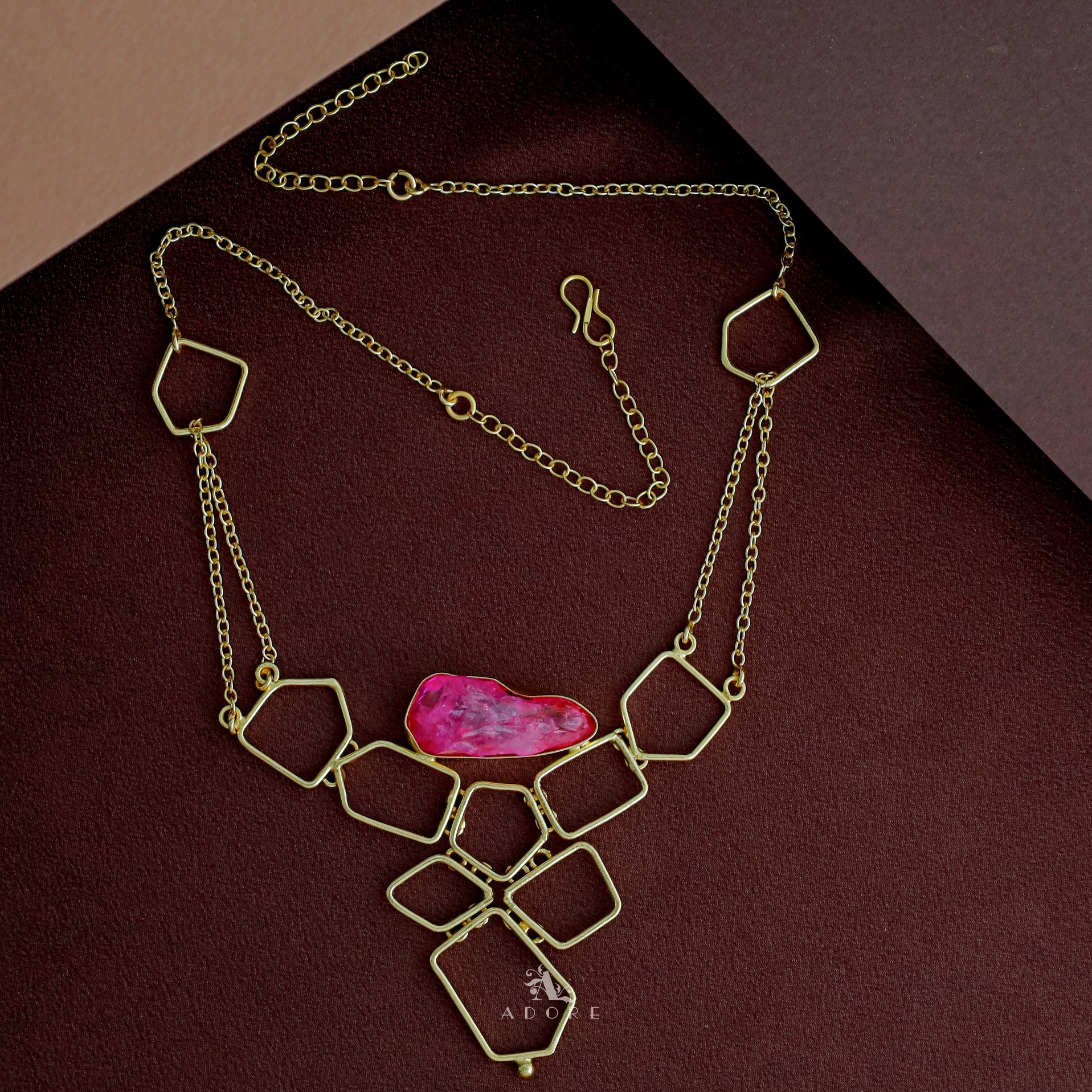 Golden Blocks And Chain Dyed Stone Neckpiece - Image 8