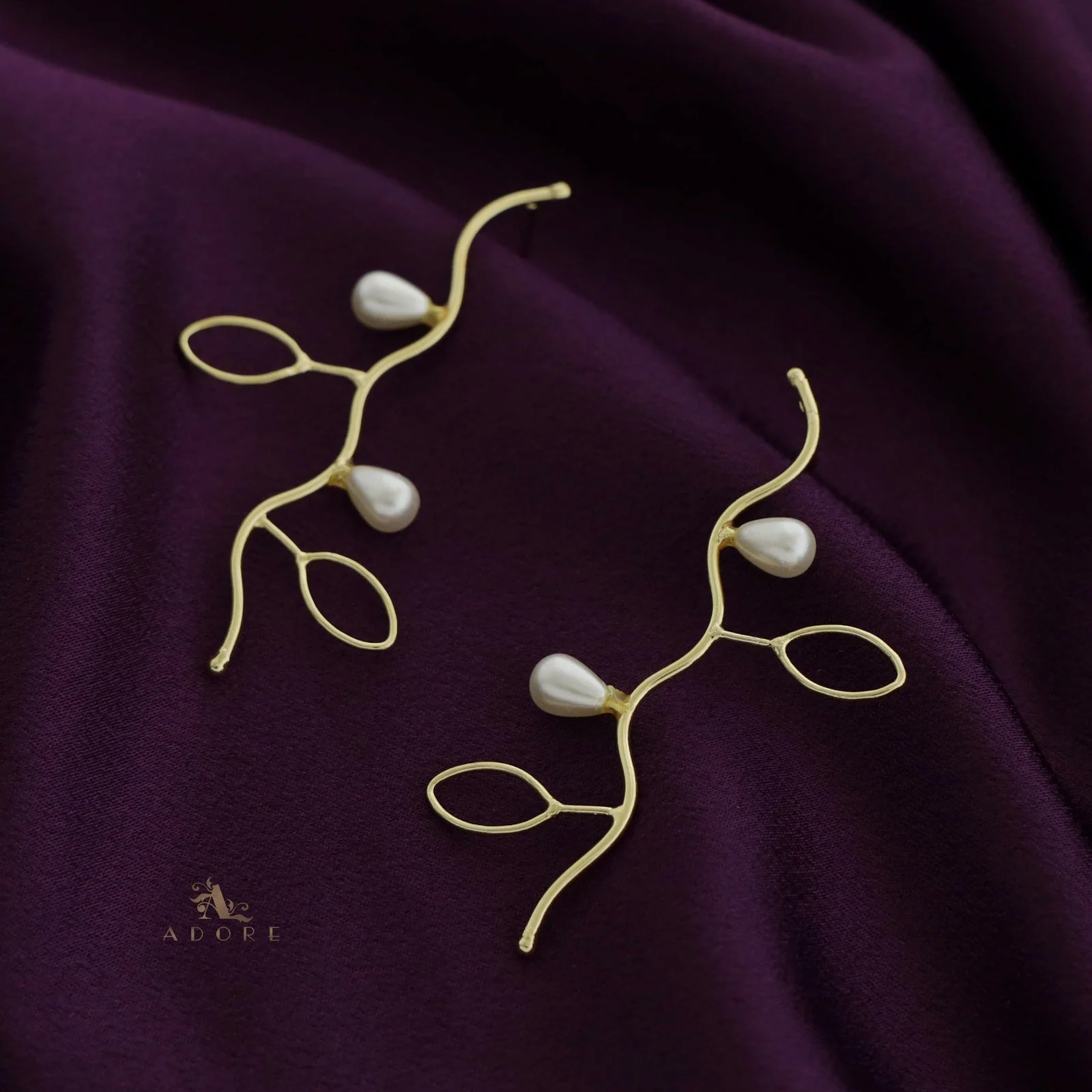 Golden Branch Pearl Earring - Image 2
