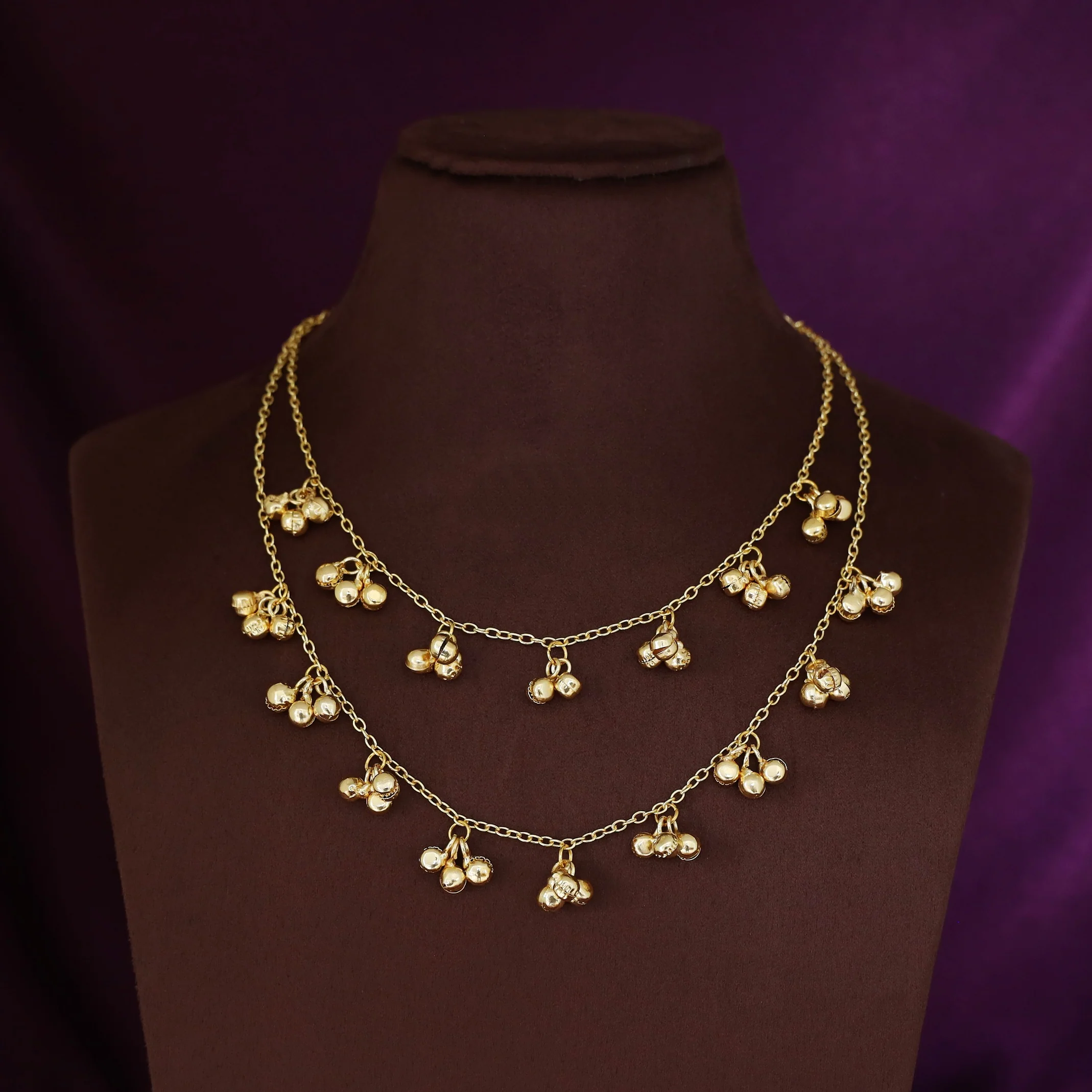 Golden Chainy 2 Layer Ghungroo Neckpiece - Image 2
