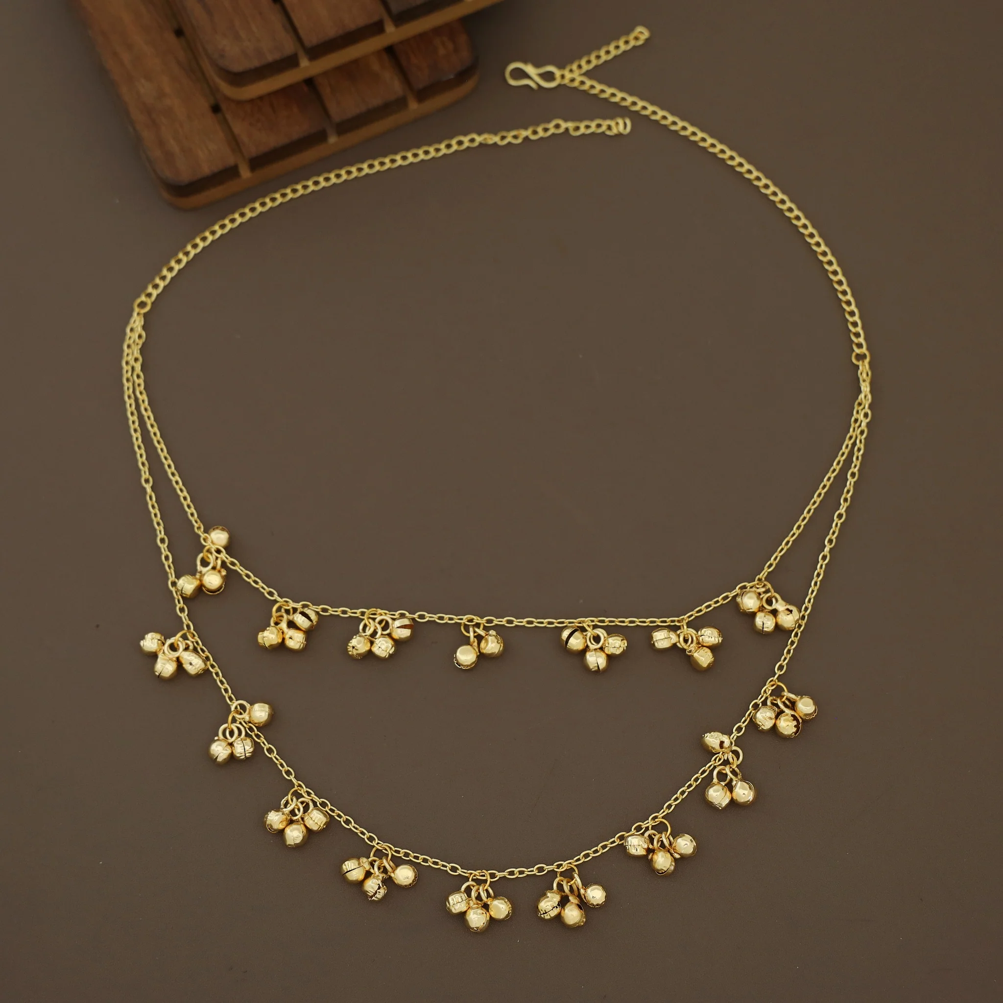 Golden Chainy 2 Layer Ghungroo Neckpiece - Image 3