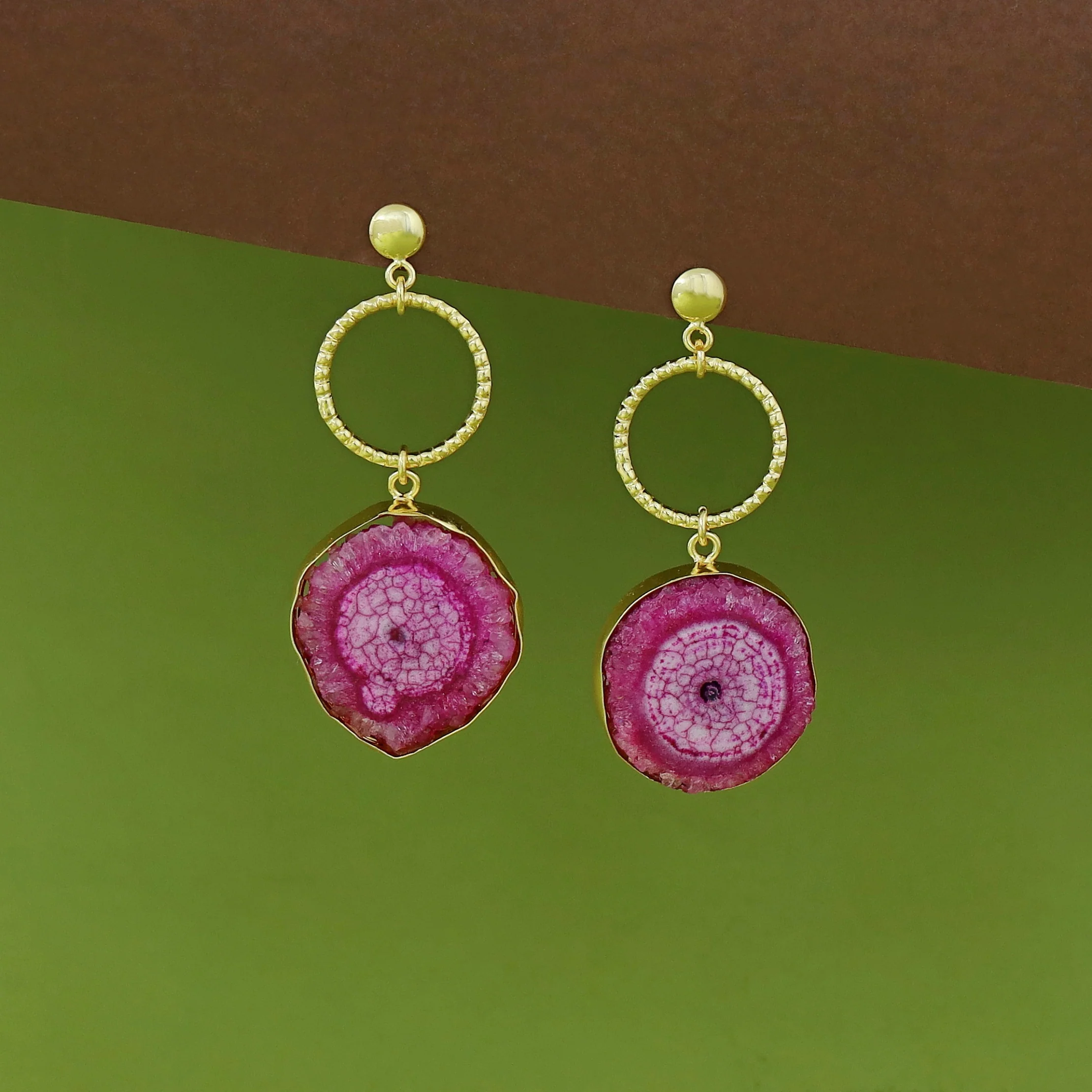 Golden Circle + Agate Stone Earring - Image 10