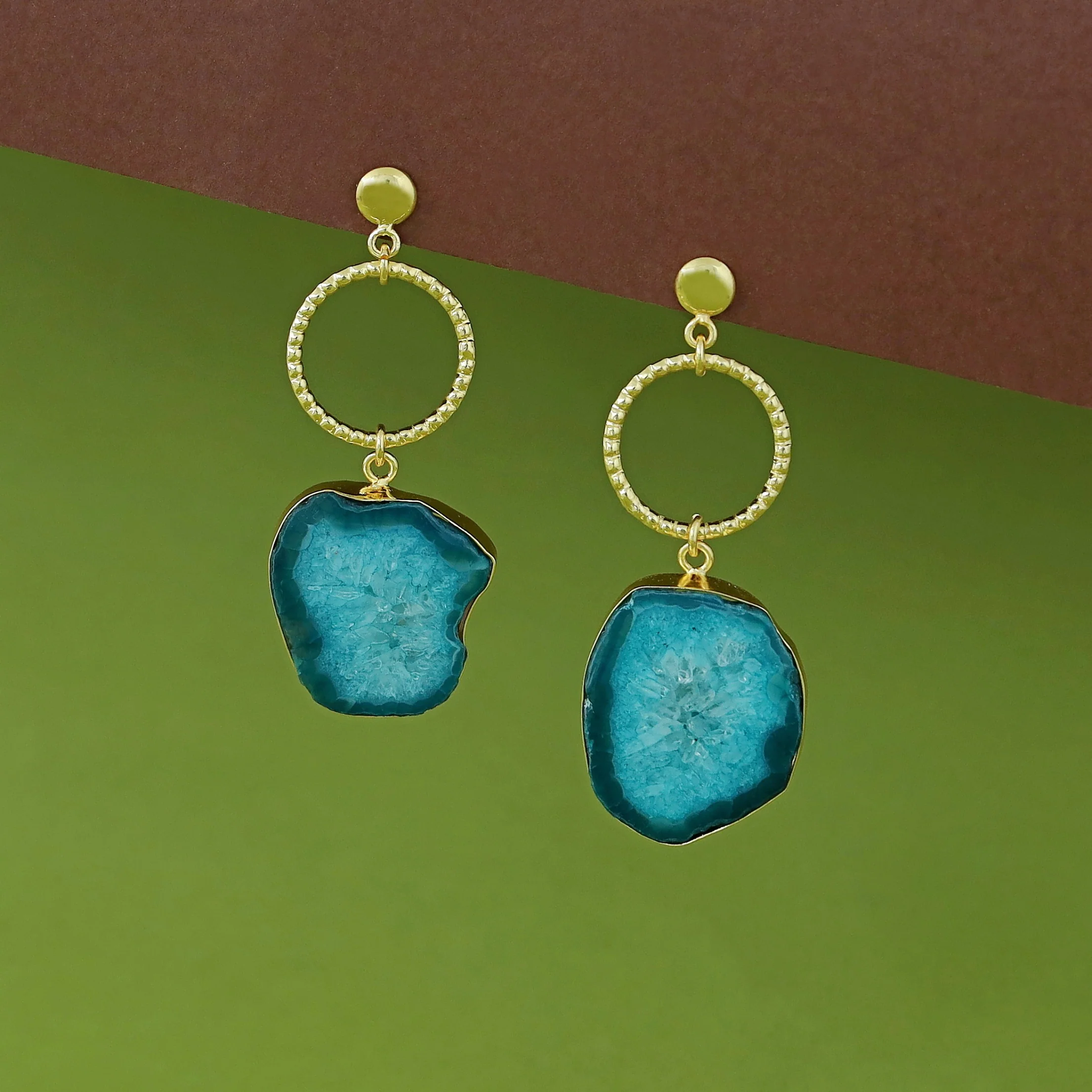 Golden Circle + Agate Stone Earring - Image 11