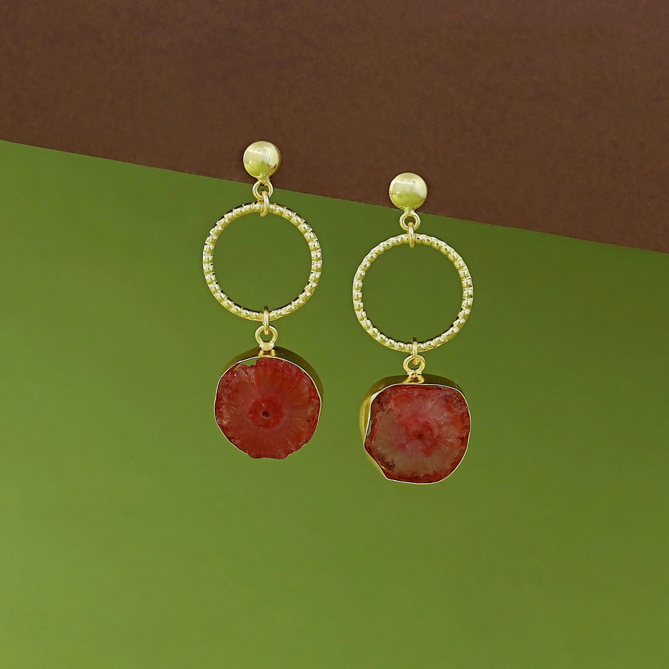 Golden Circle + Agate Stone Earring - Image 12