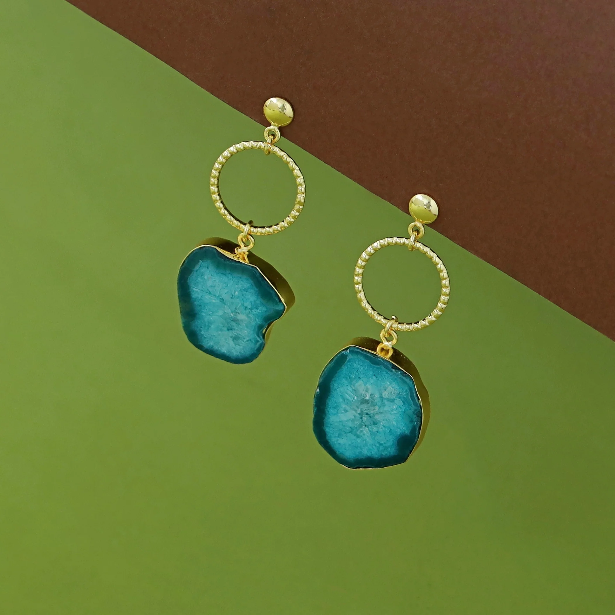 Golden Circle + Agate Stone Earring - Image 13