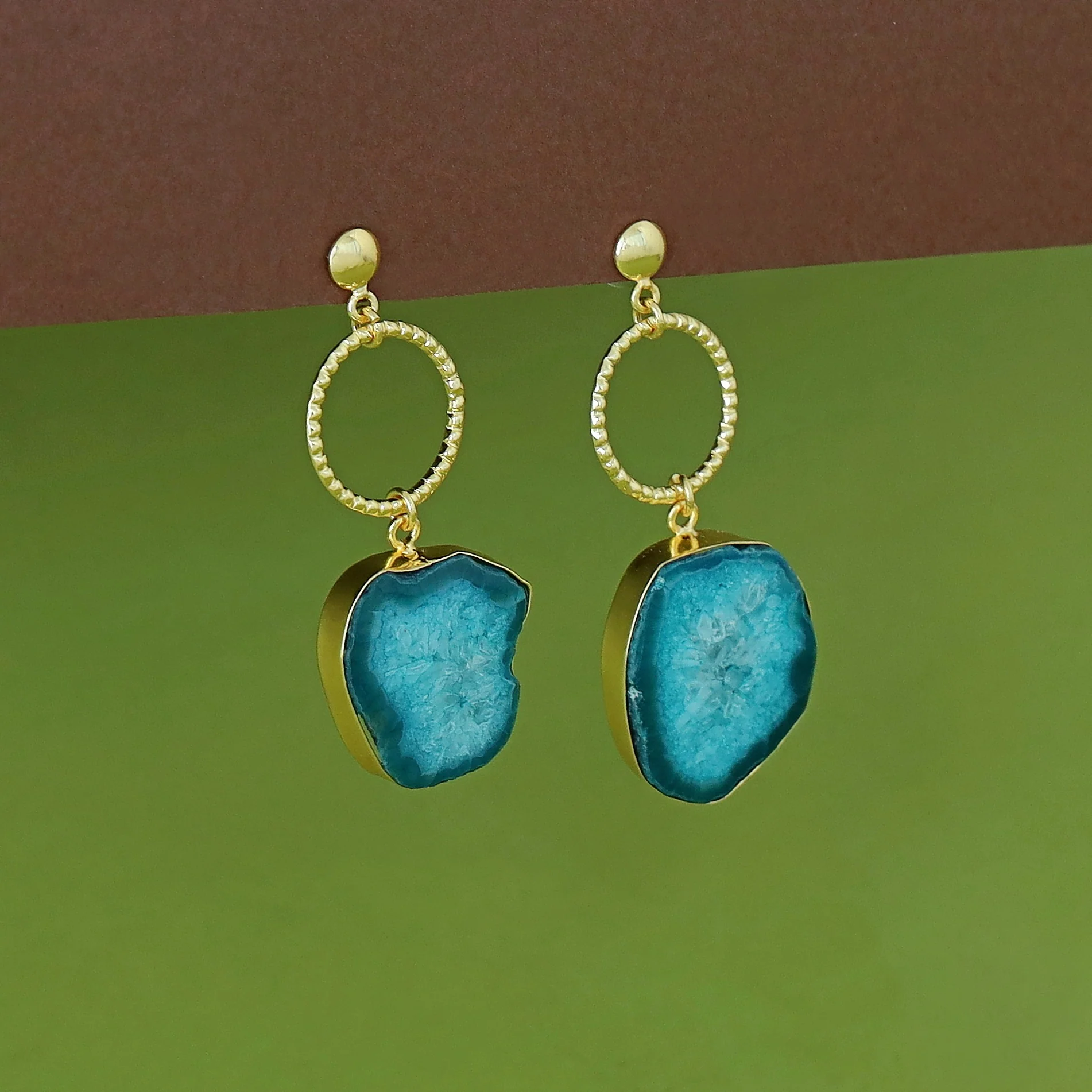 Golden Circle + Agate Stone Earring - Image 14