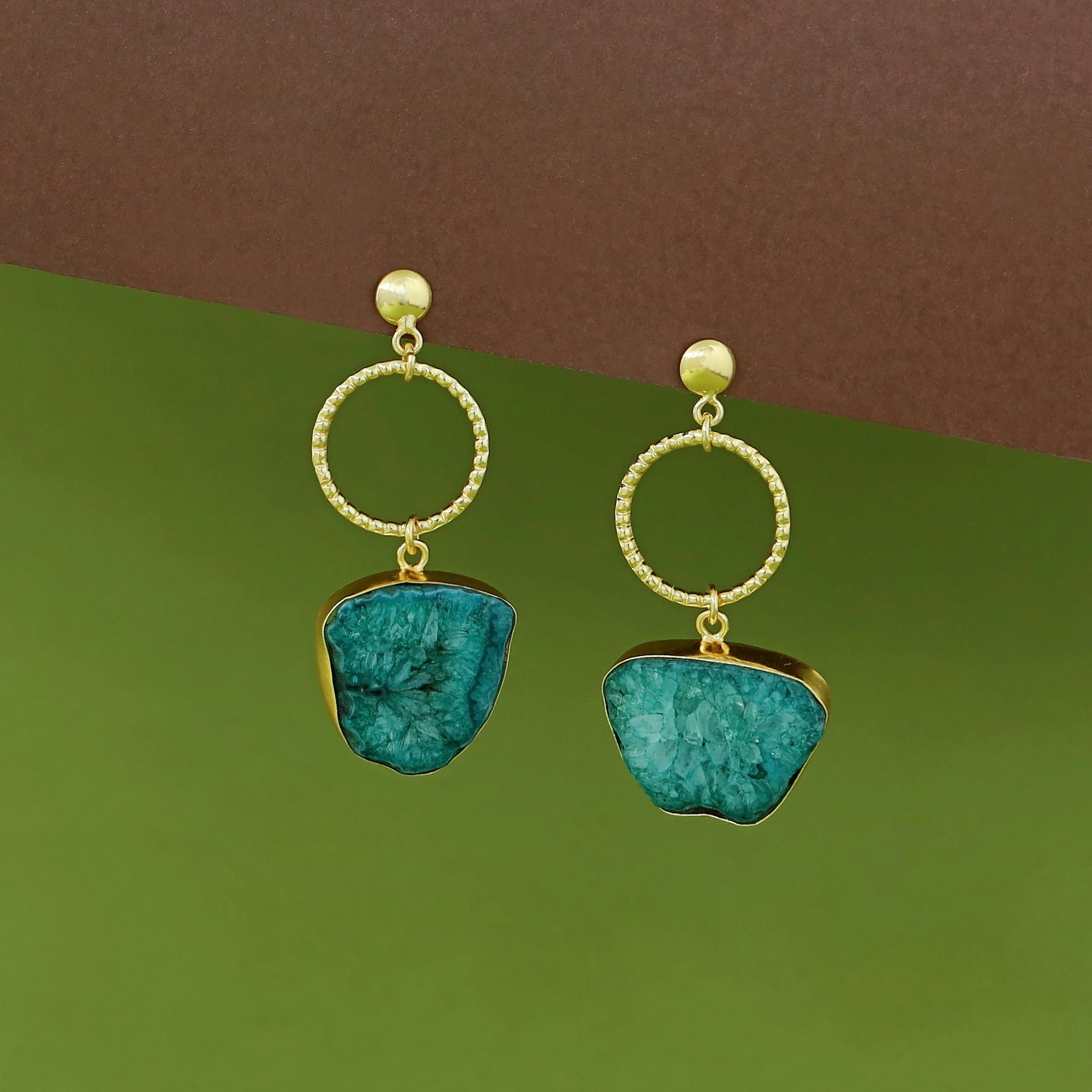 Golden Circle + Agate Stone Earring - Image 6