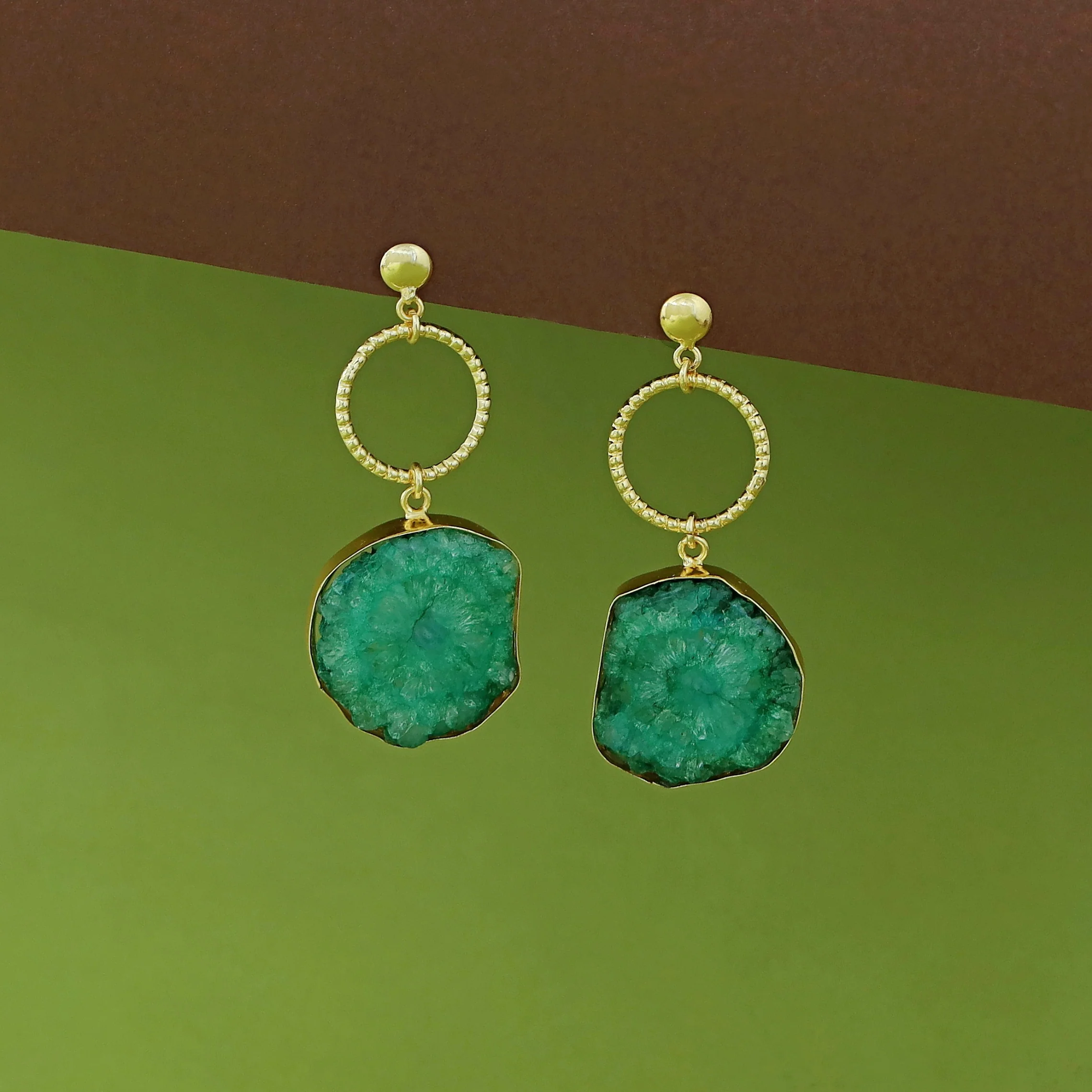 Golden Circle + Agate Stone Earring - Image 7