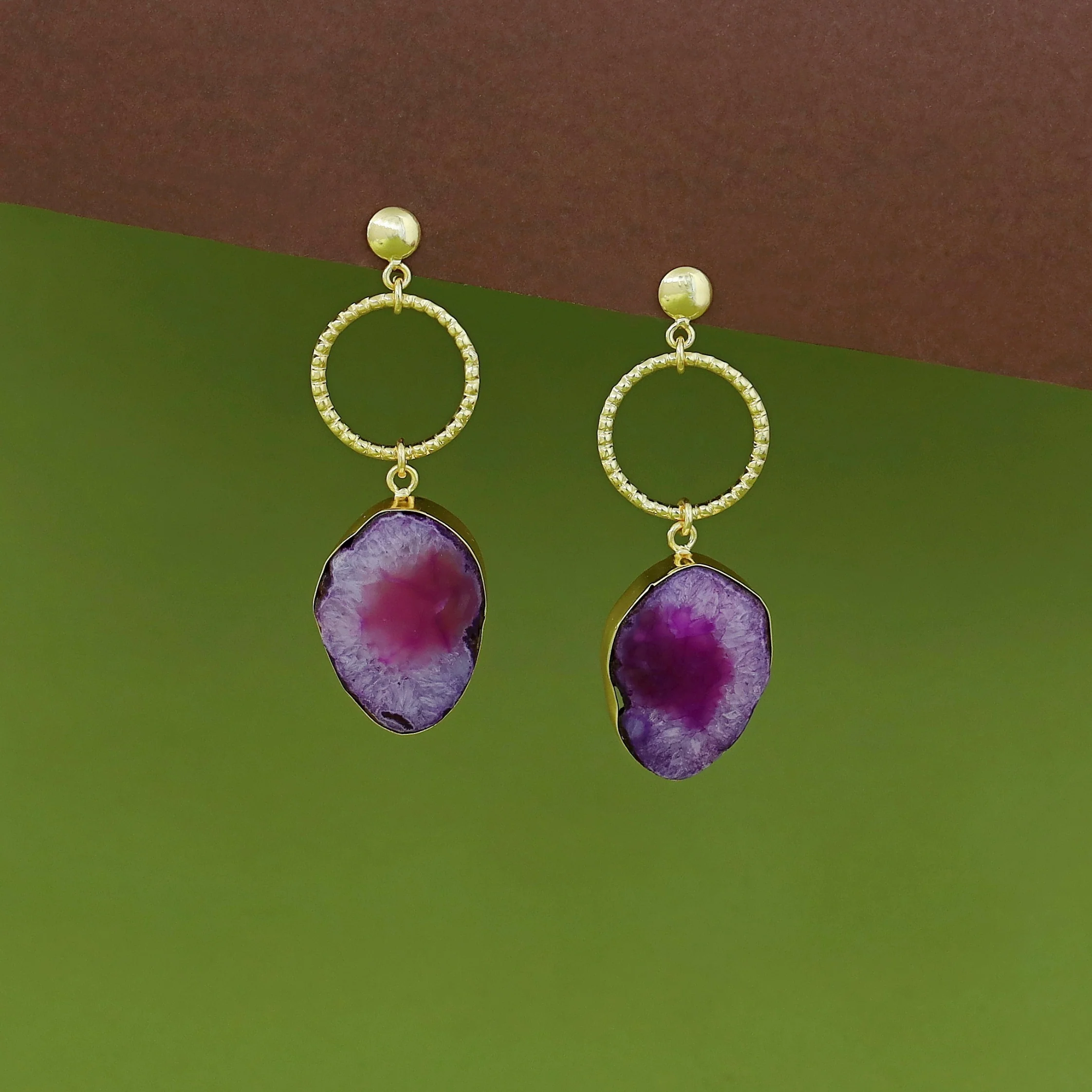 Golden Circle + Agate Stone Earring - Image 8