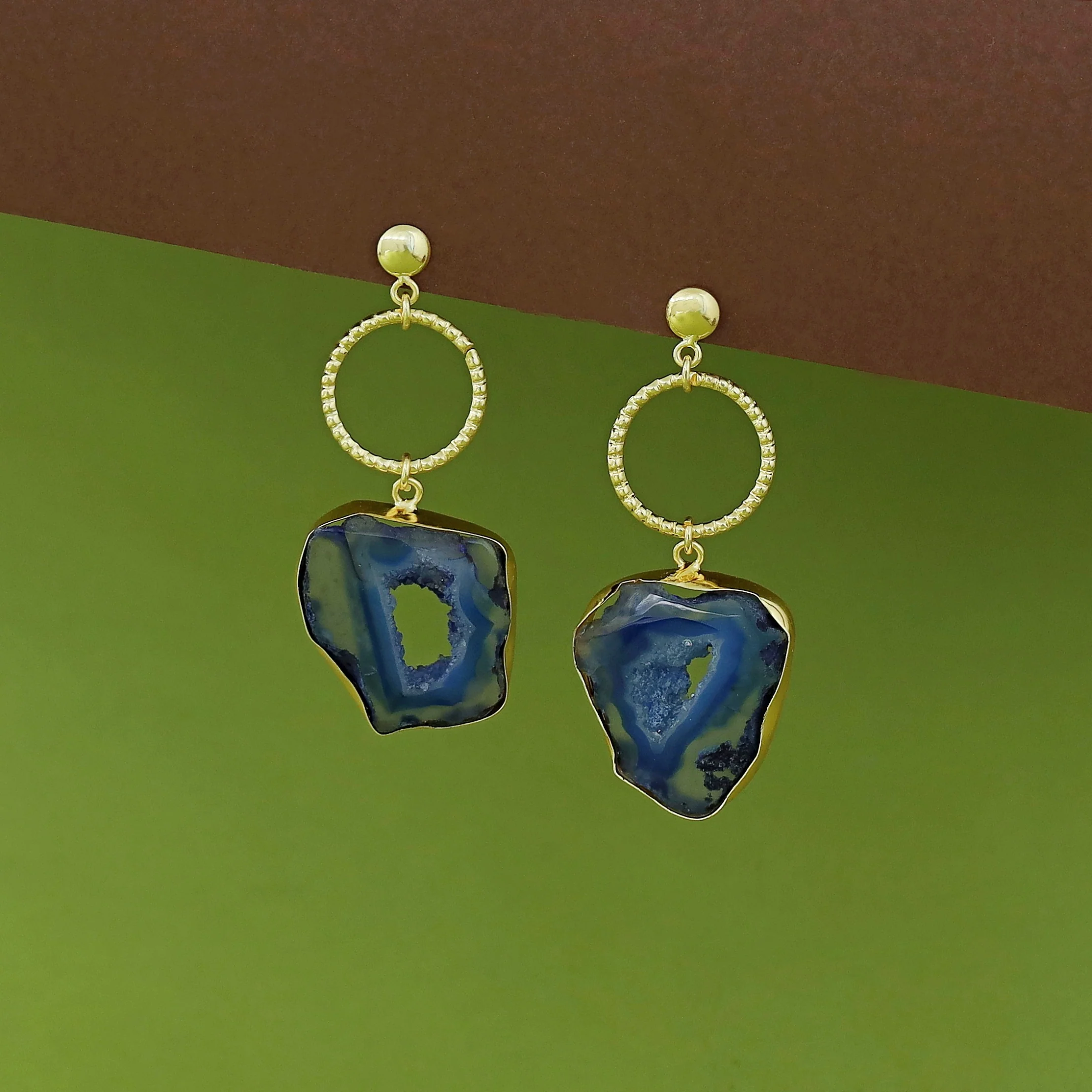 Golden Circle + Agate Stone Earring - Image 9