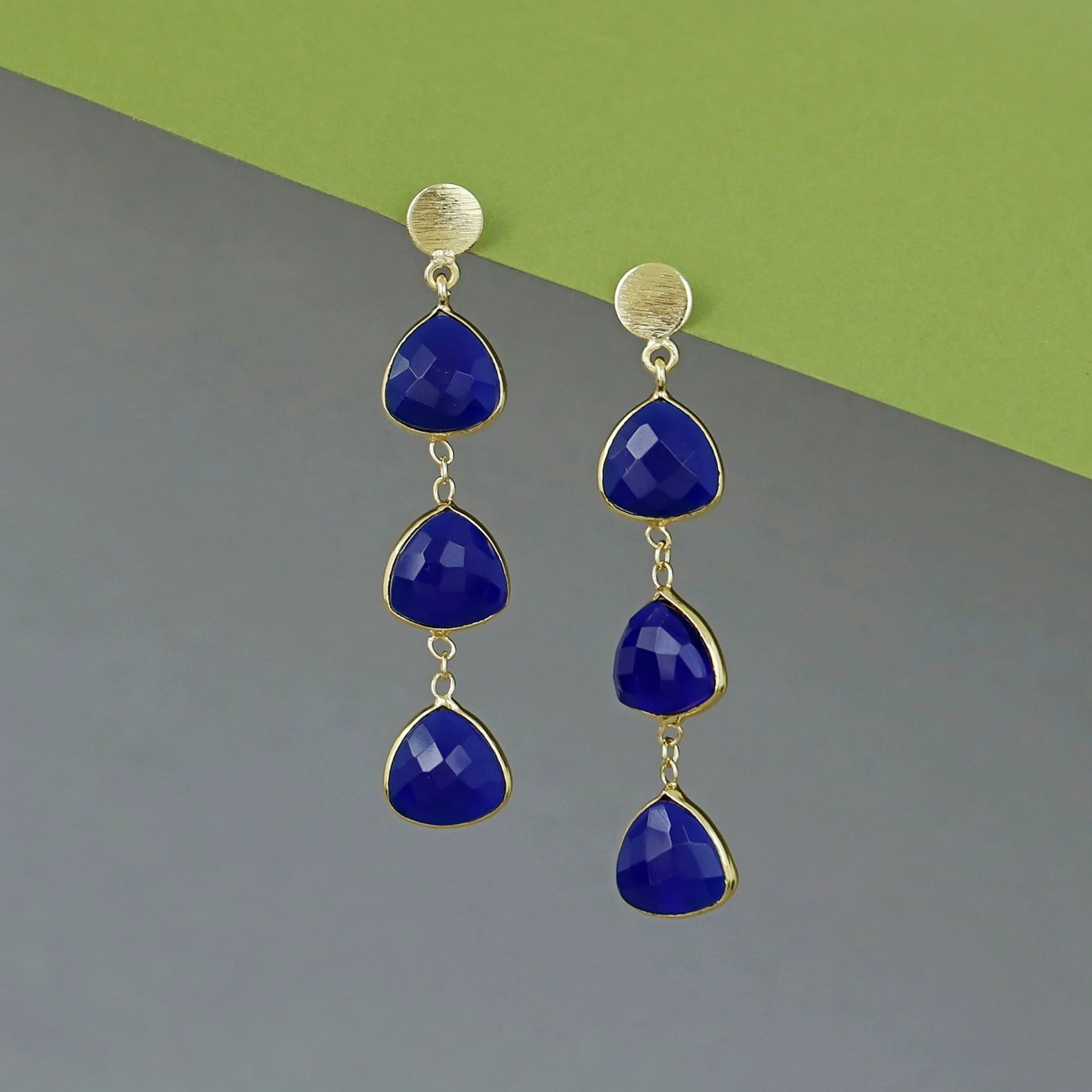 Golden Circle And Tri Triangle Glossy Earring - Image 2