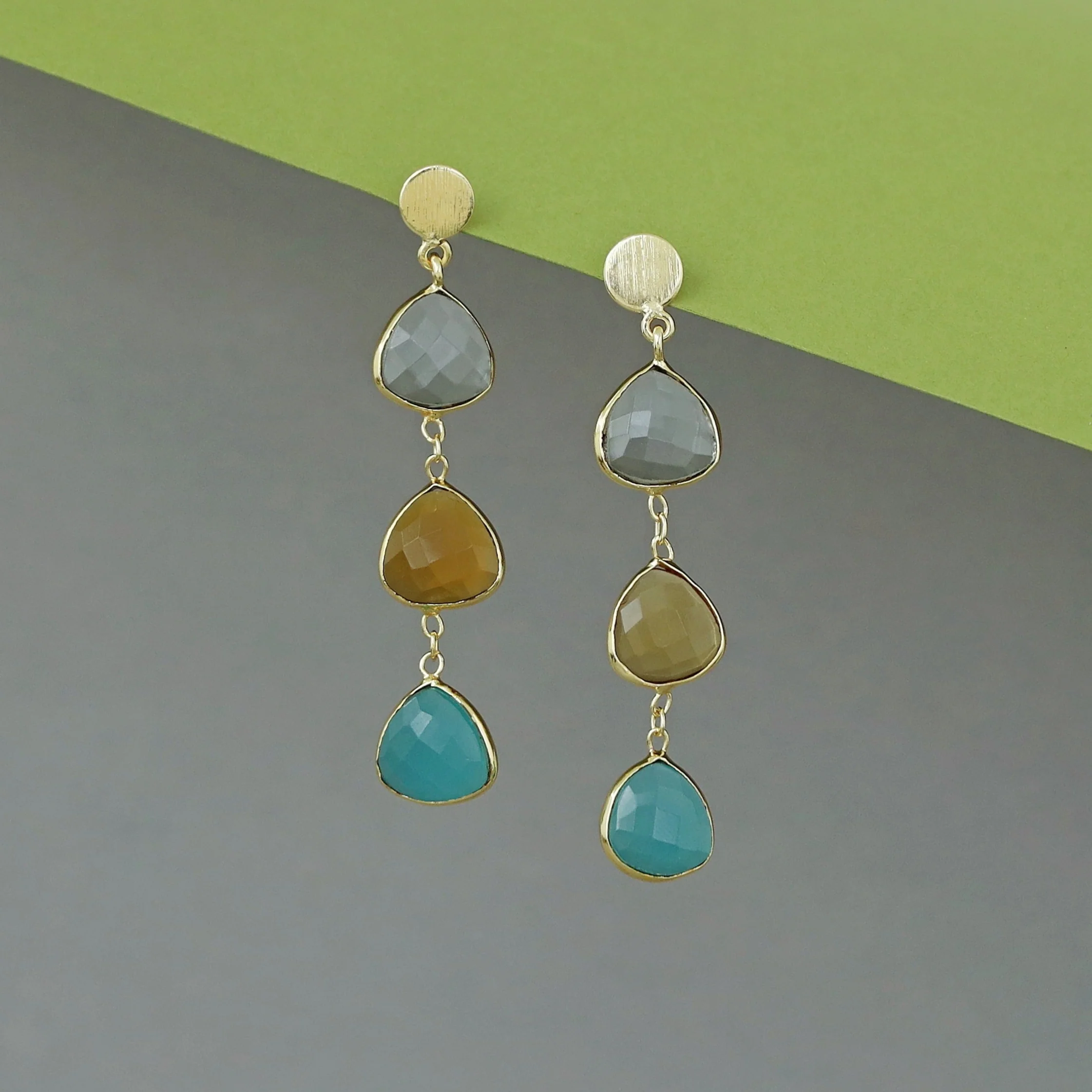 Golden Circle And Tri Triangle Glossy Earring - Image 7