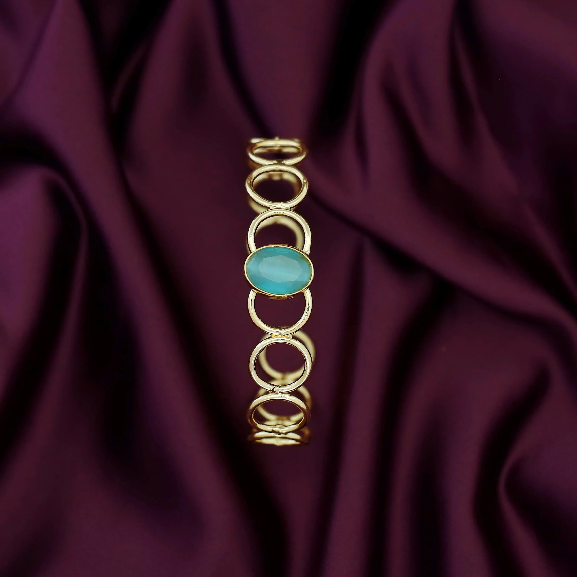 Doyel Golden Circle Oval Glossy Stone Bangle - Image 11