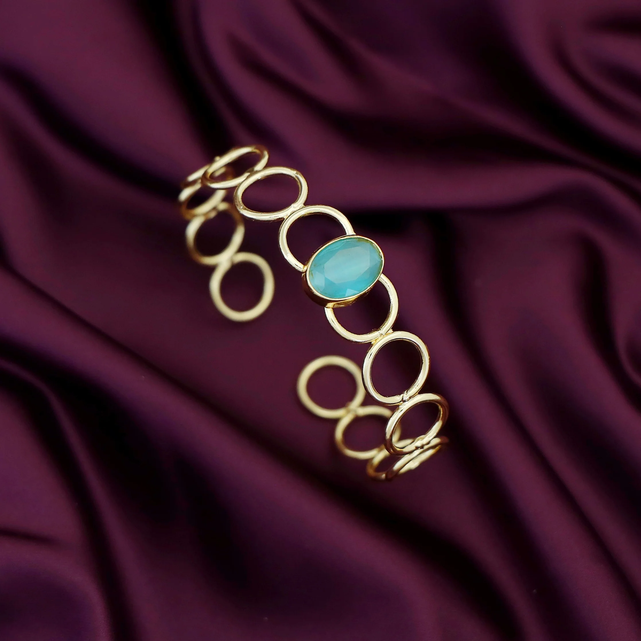 Doyel Golden Circle Oval Glossy Stone Bangle - Image 12