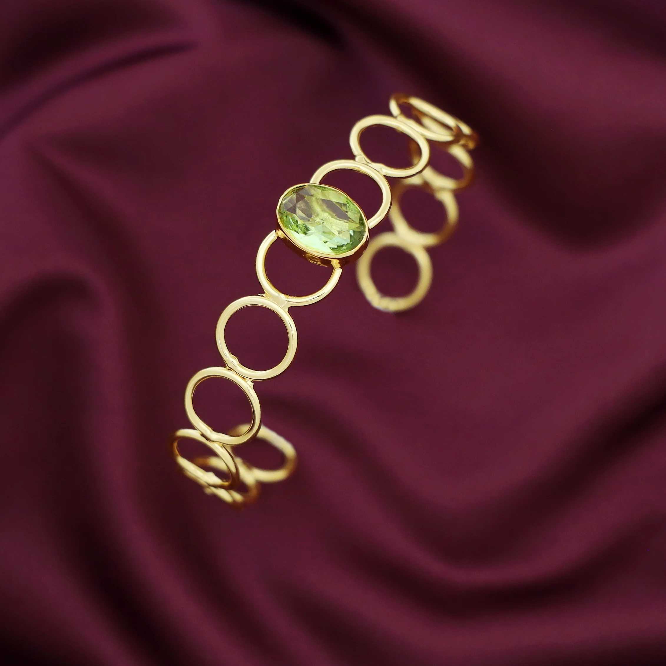Doyel Golden Circle Oval Glossy Stone Bangle - Image 14