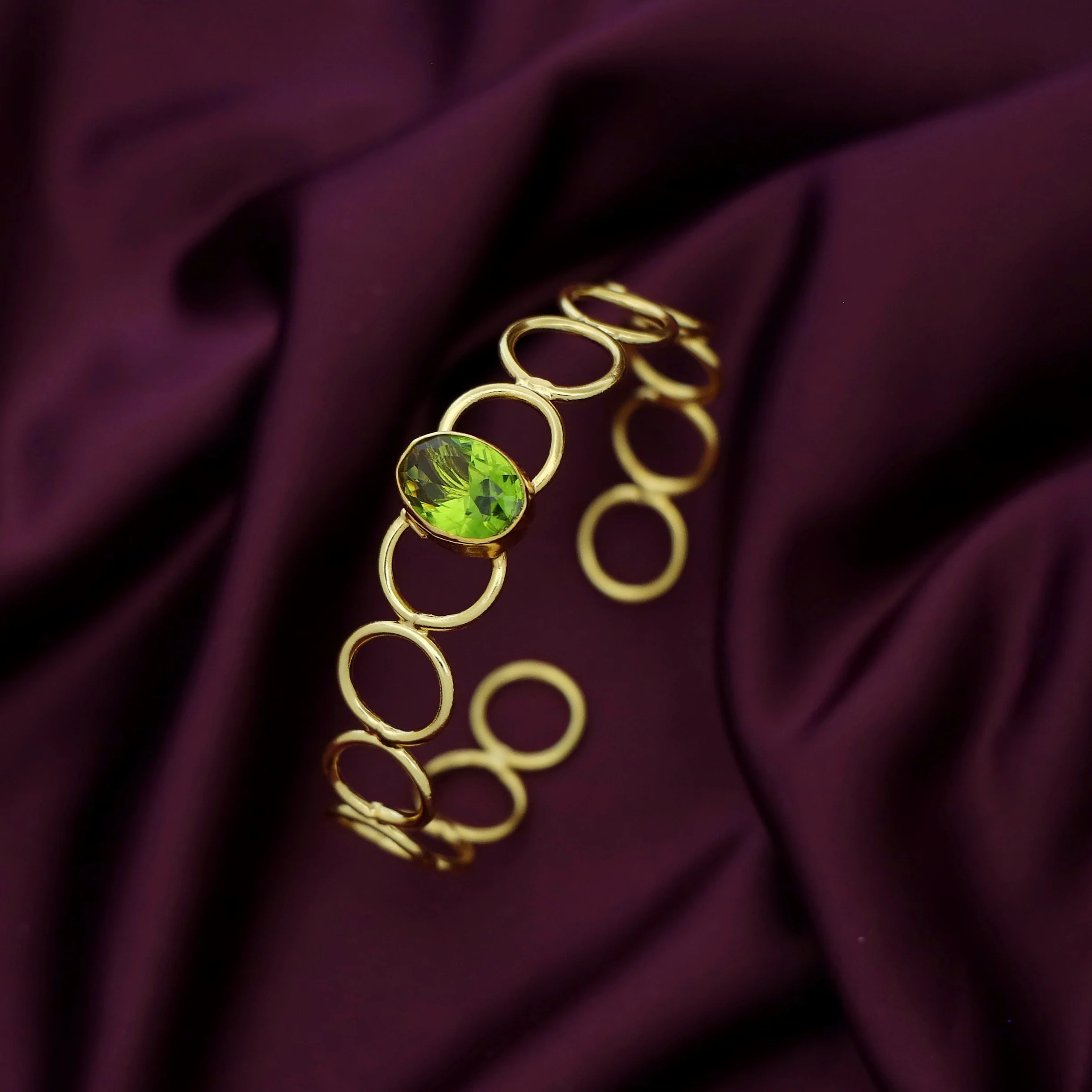 Doyel Golden Circle Oval Glossy Stone Bangle - Image 5