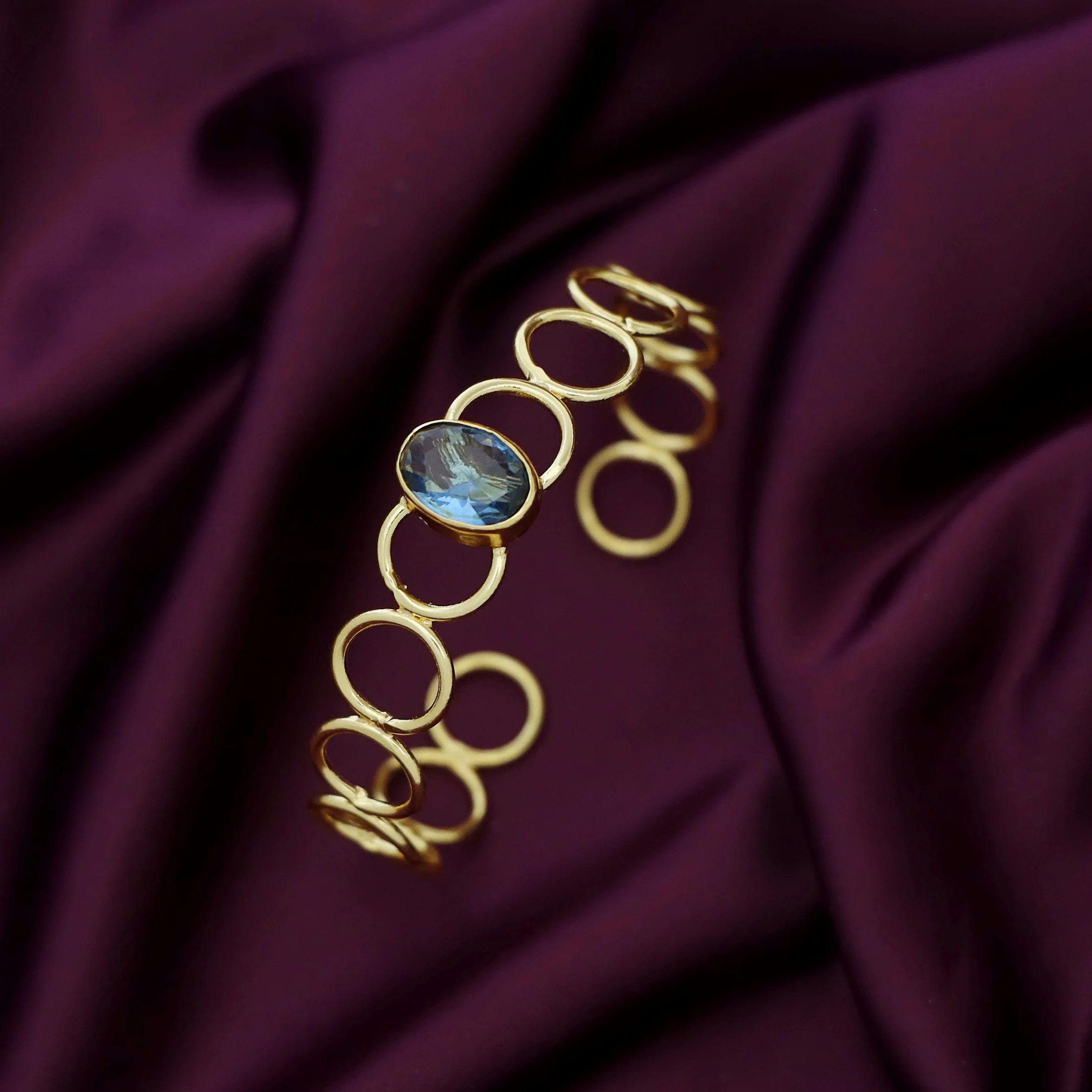 Doyel Golden Circle Oval Glossy Stone Bangle - Image 7