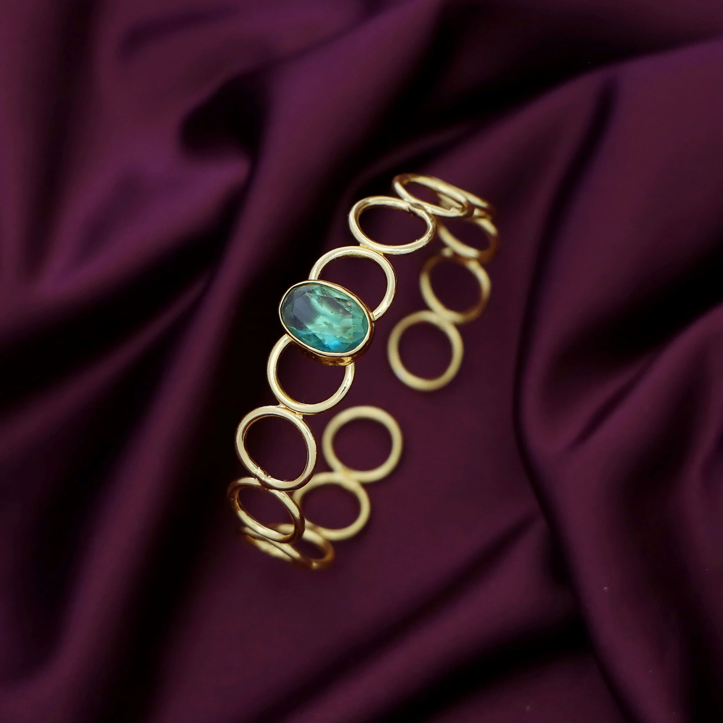 Doyel Golden Circle Oval Glossy Stone Bangle - Image 8