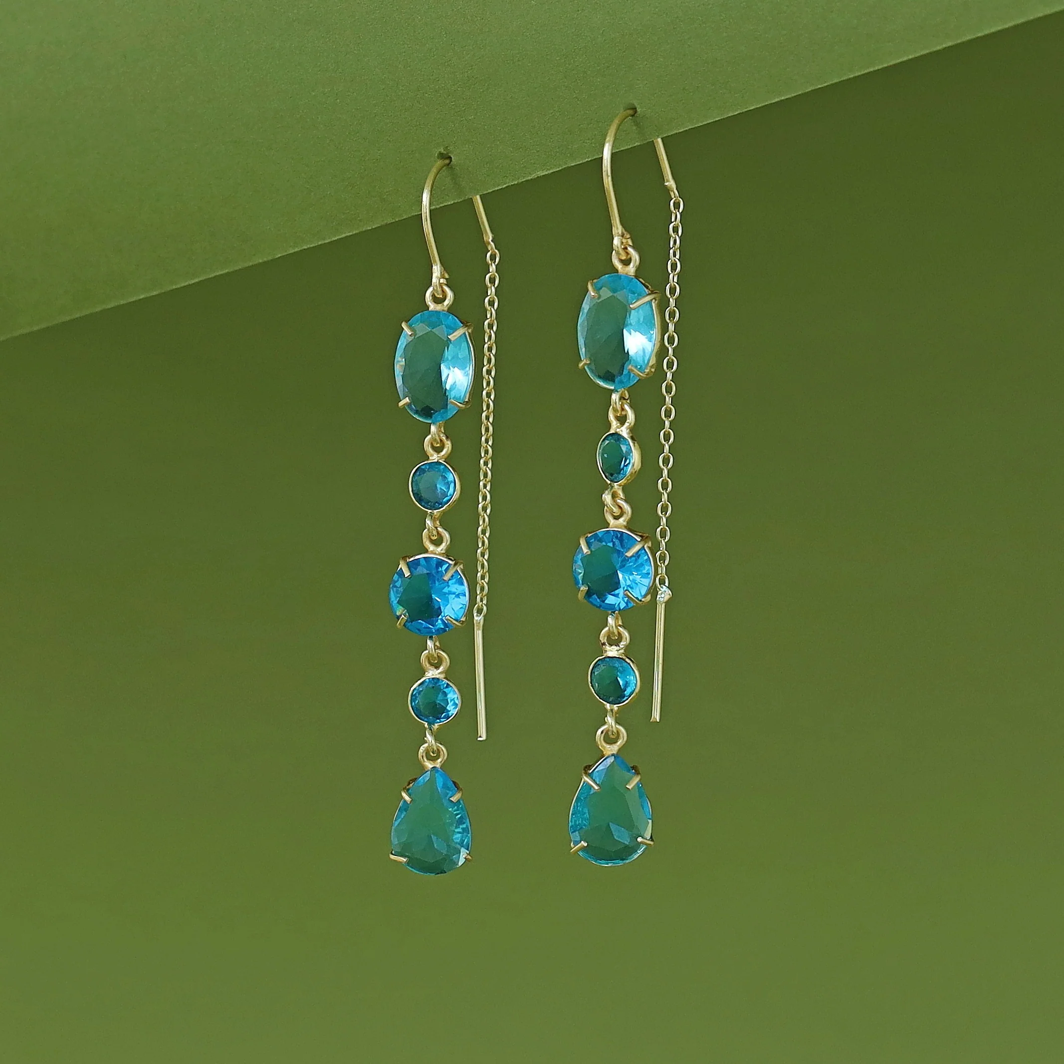 Golden Claw Glossy Stone Needle And Thread Earring - Image 5