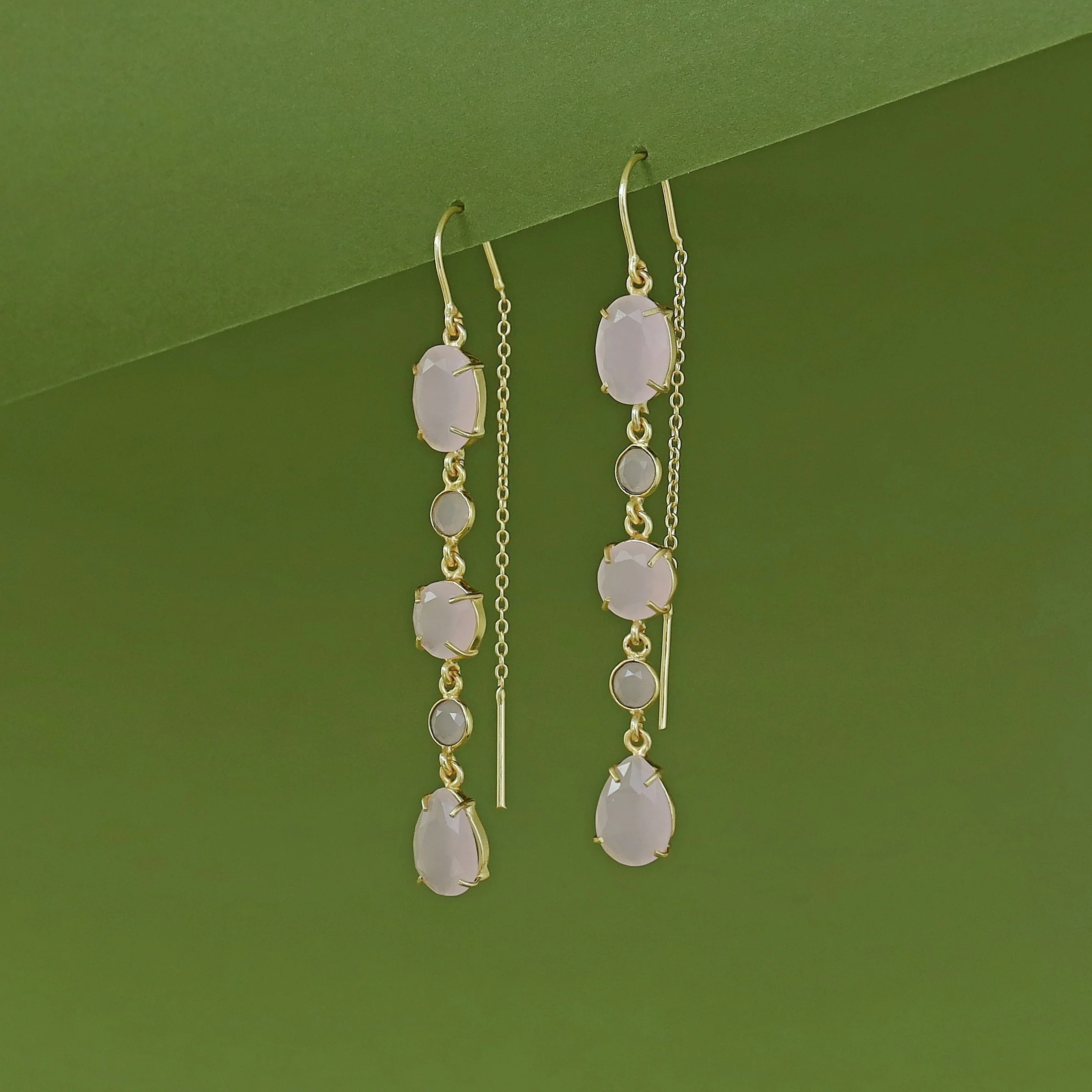 Golden Claw Glossy Stone Needle And Thread Earring - Image 6