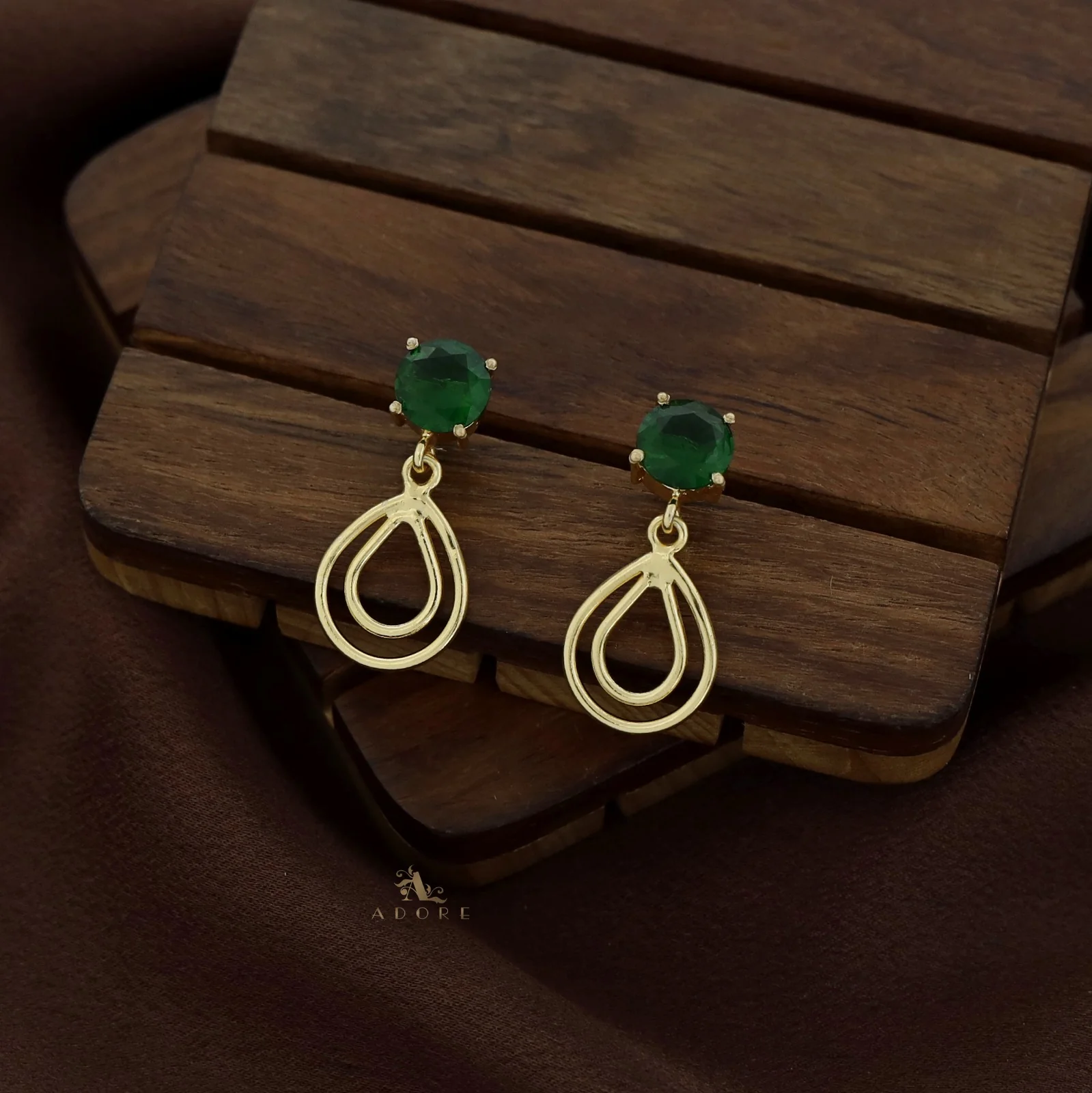 Round Glossy Twin Layer Drop Earring - Image 2