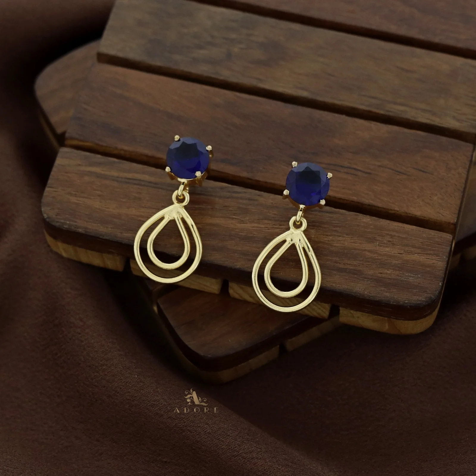 Round Glossy Twin Layer Drop Earring - Image 3