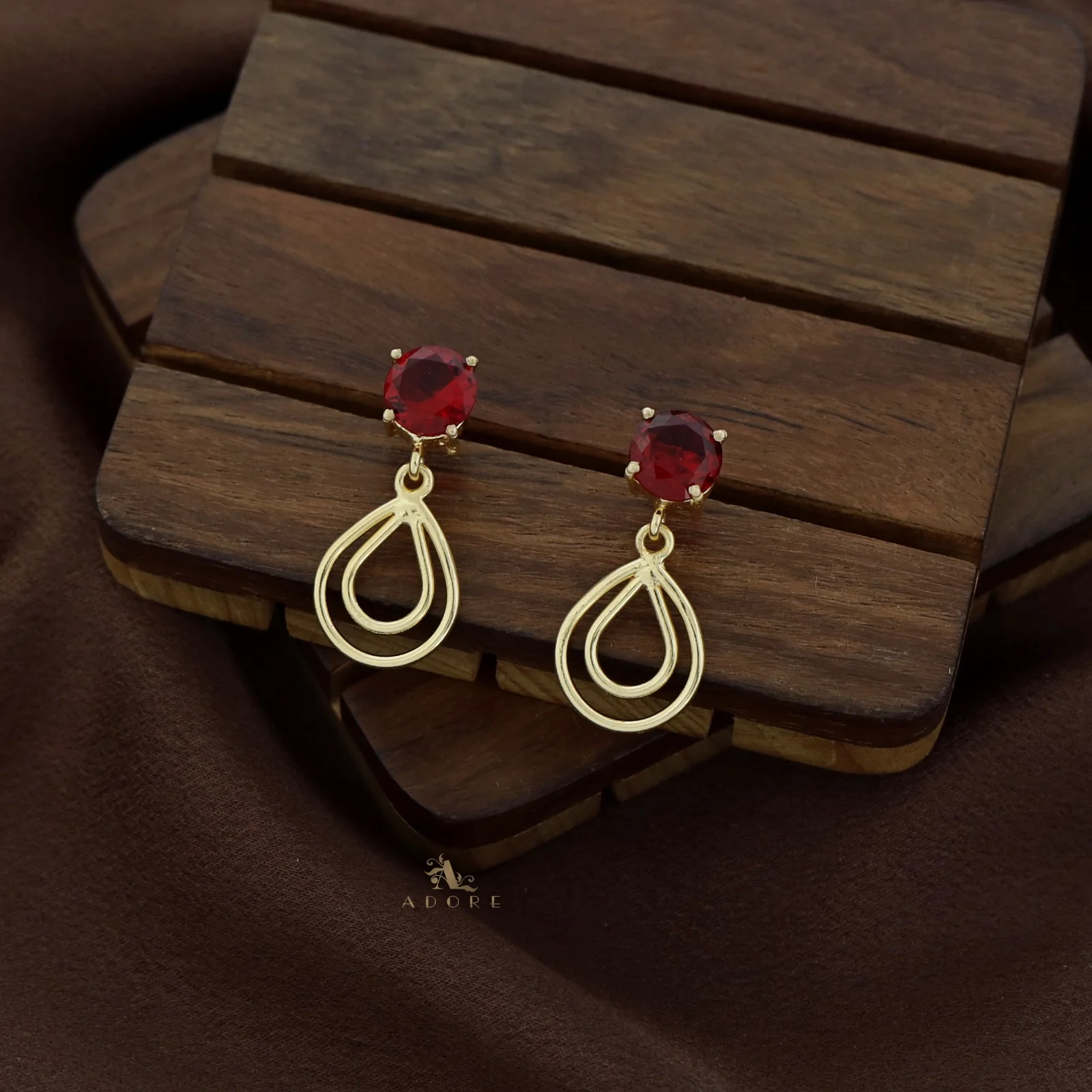 Round Glossy Twin Layer Drop Earring - Image 4