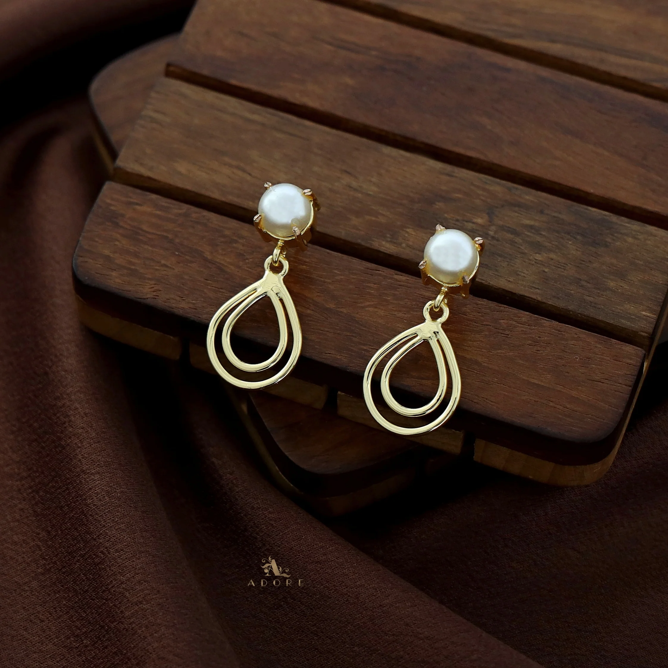 Round Glossy Twin Layer Drop Earring - Image 5