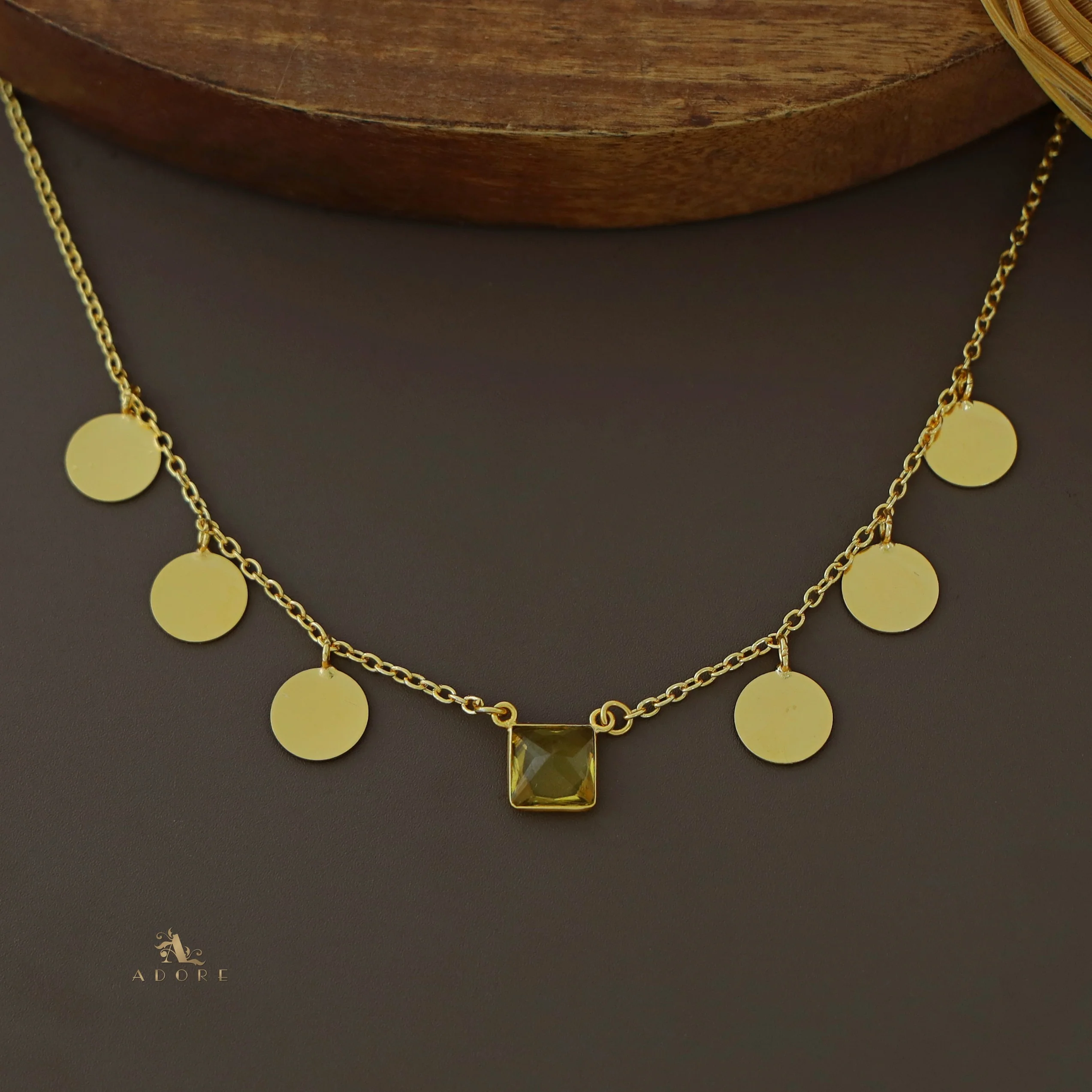 Golden Coins And Square Glossy Neckpiece - Image 10