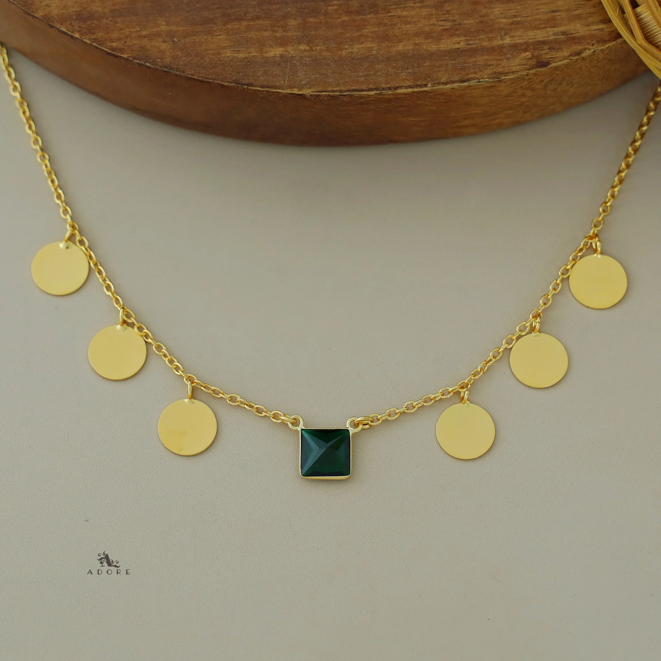 Golden Coins And Square Glossy Neckpiece - Image 13