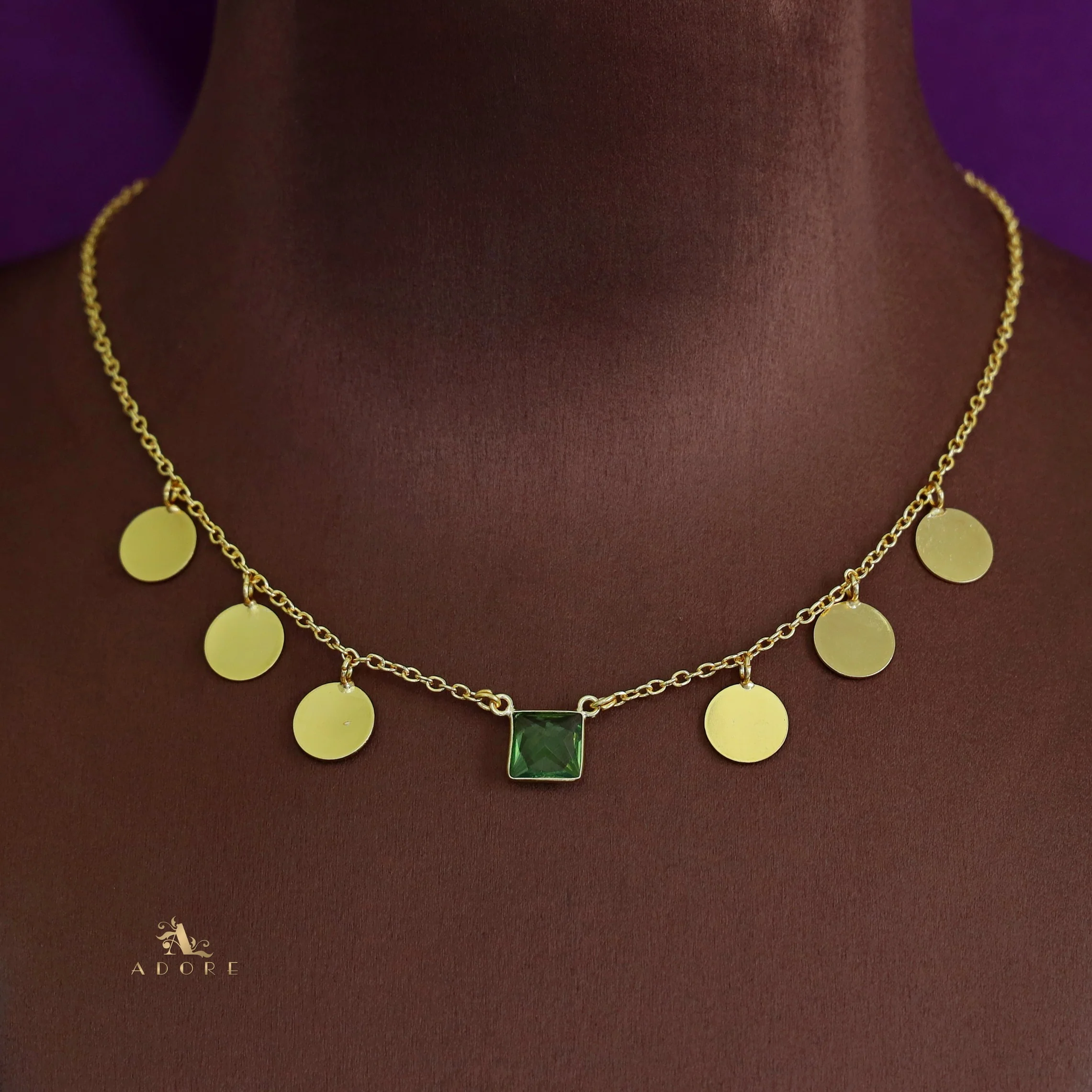 Golden Coins And Square Glossy Neckpiece - Image 14