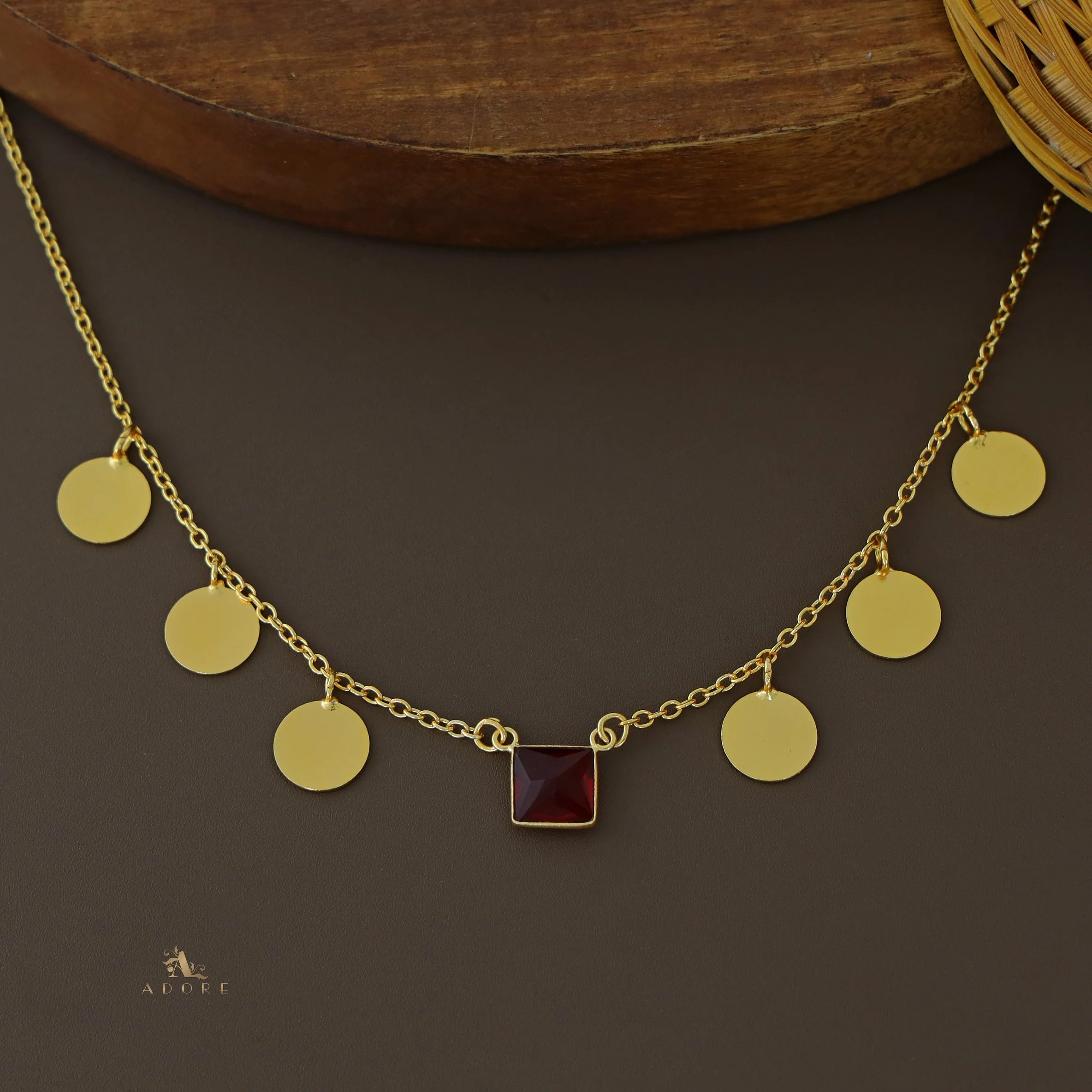 Golden Coins And Square Glossy Neckpiece - Image 2