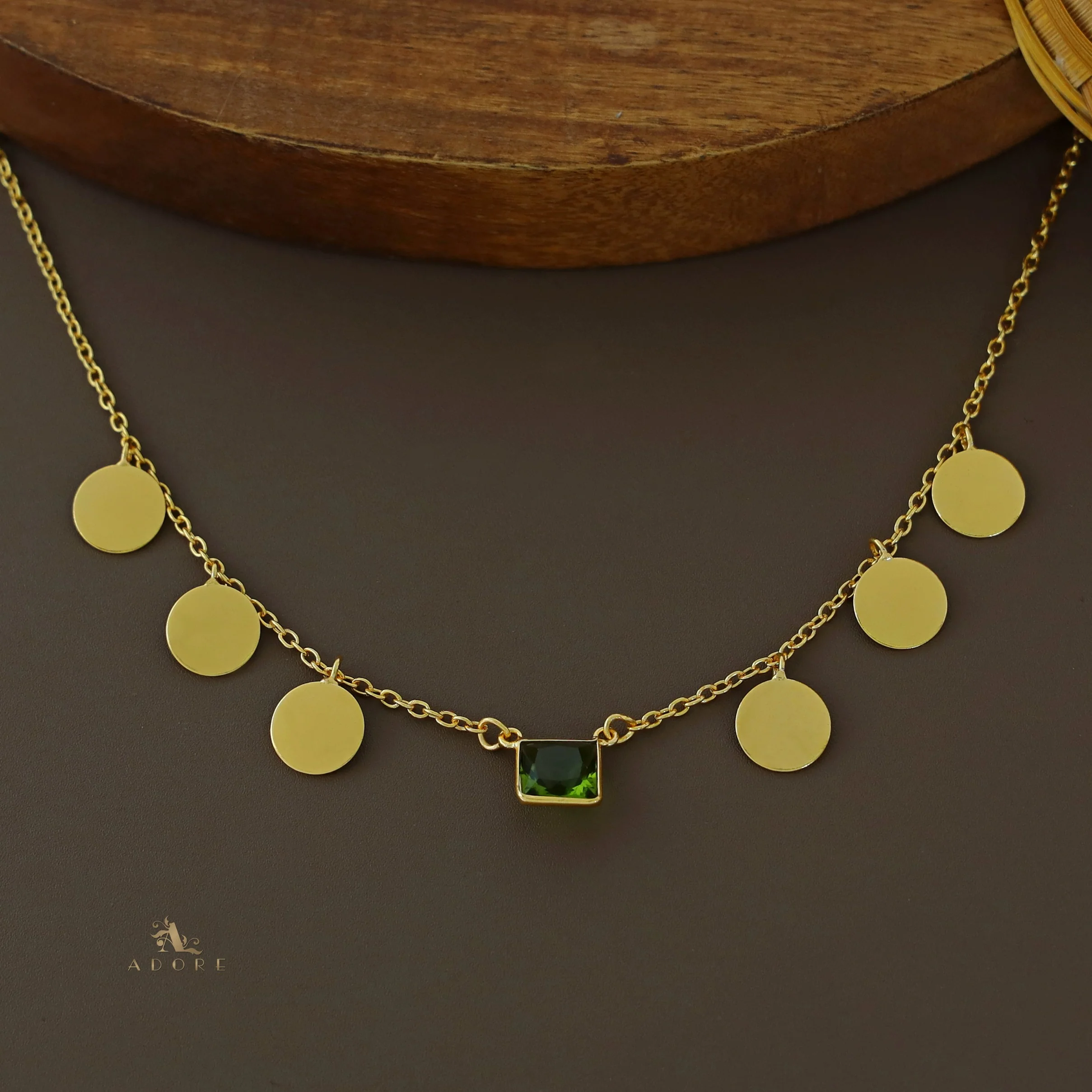 Golden Coins And Square Glossy Neckpiece - Image 3