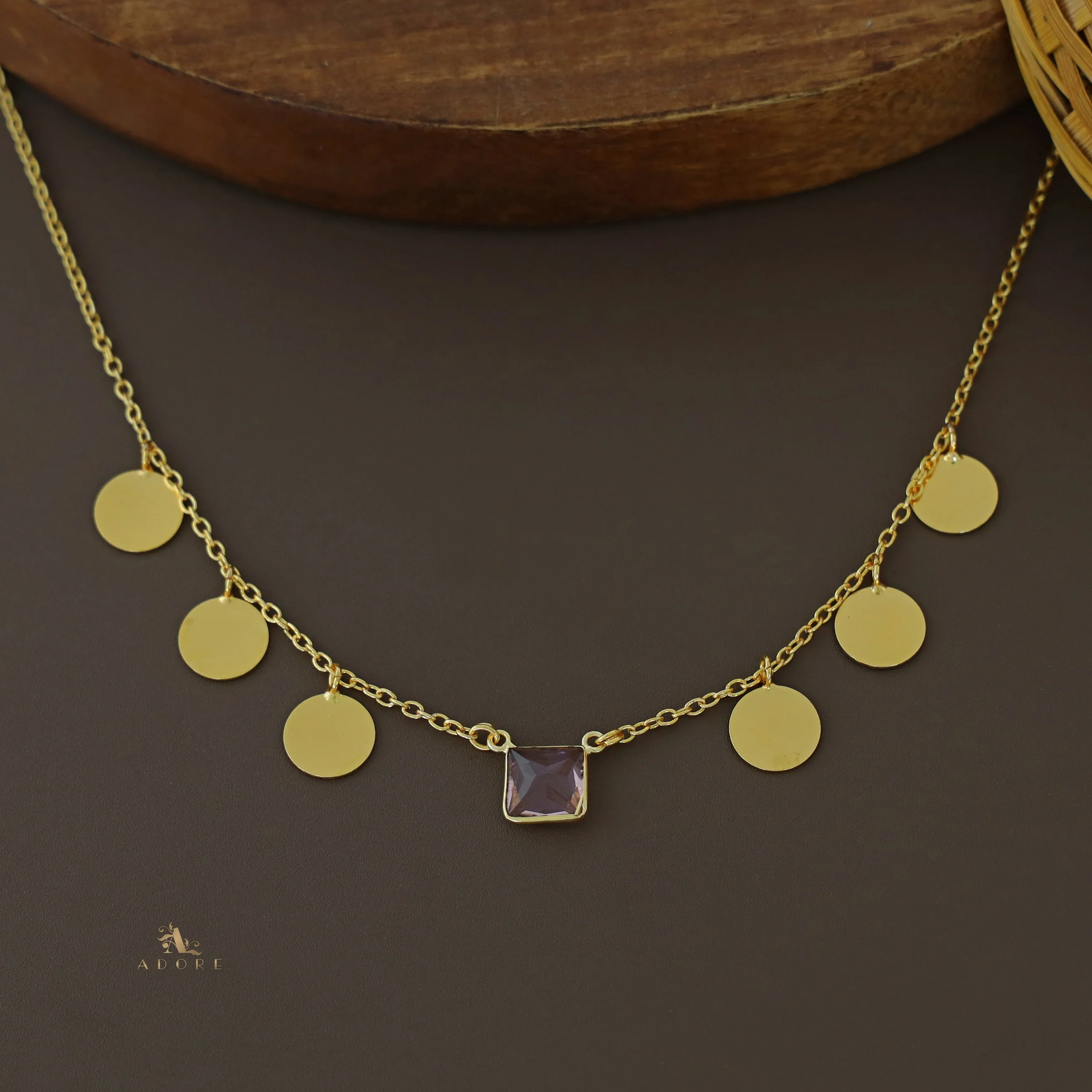 Golden Coins And Square Glossy Neckpiece - Image 5