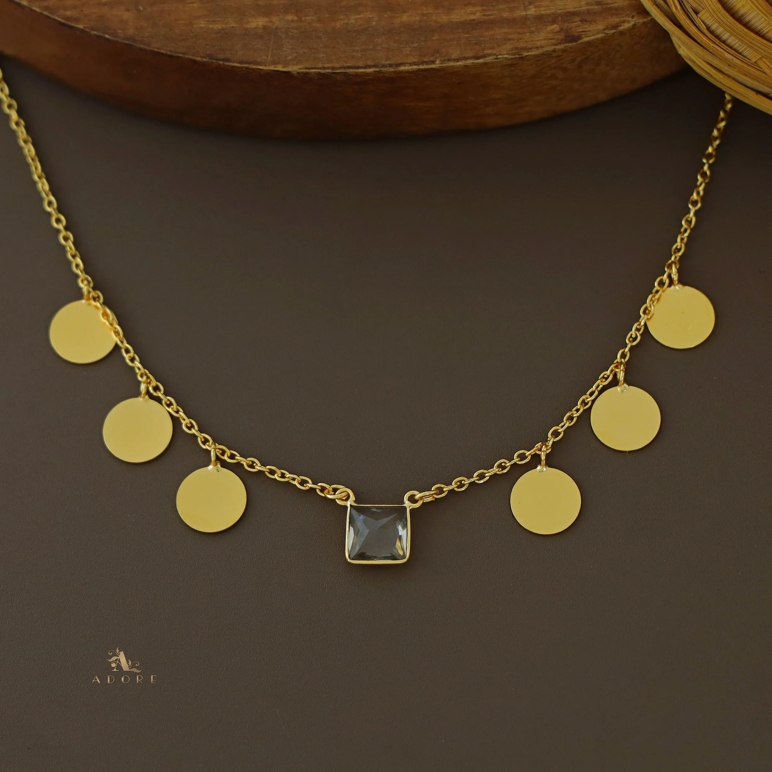 Golden Coins And Square Glossy Neckpiece - Image 6