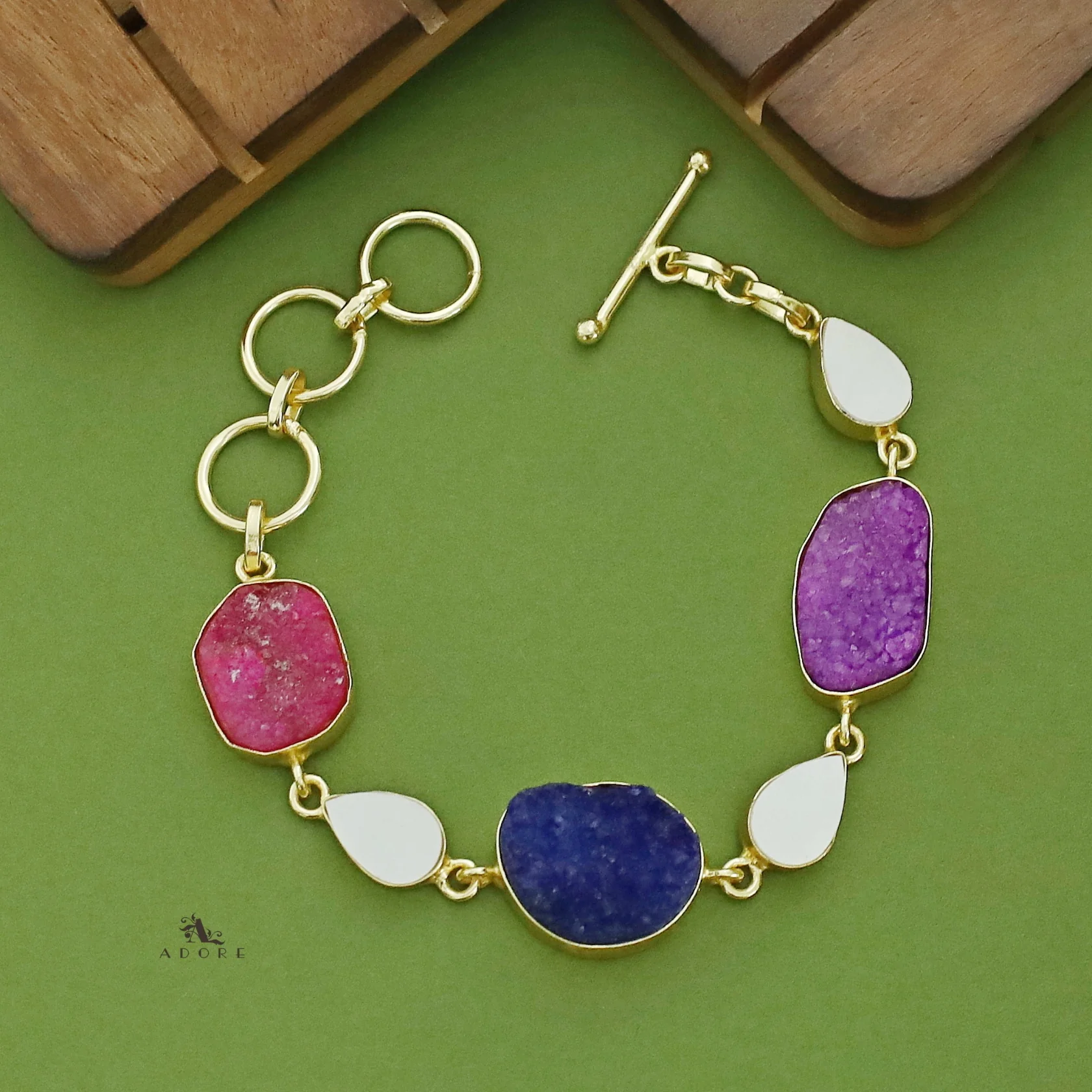 Golden Drop MOP + Druzy Stone Bracelet - Image 10