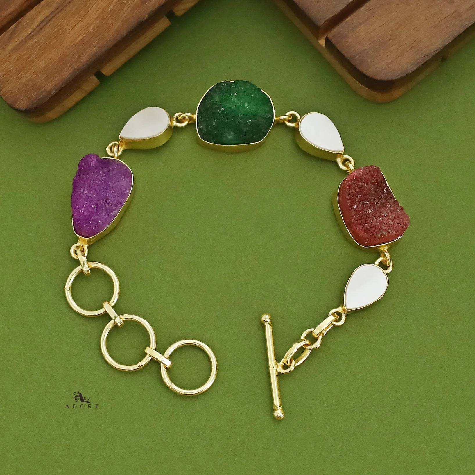 Golden Drop MOP + Druzy Stone Bracelet - Image 12