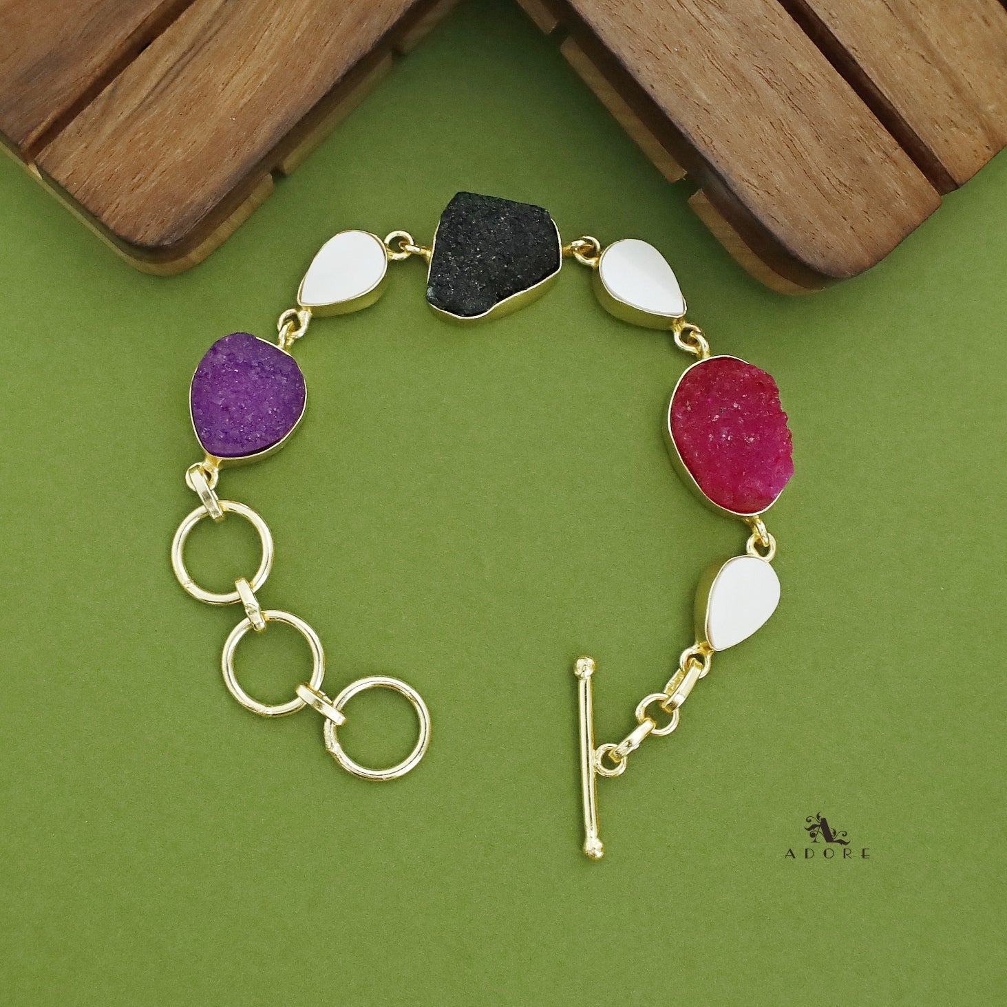 Golden Drop MOP + Druzy Stone Bracelet - Image 16